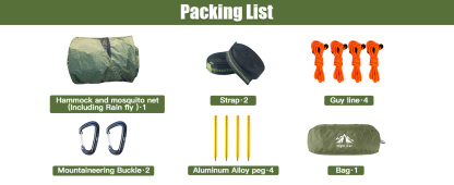 Night Cat Camping Hammock Tent: Lightweight Portable 4 in 1 Hammock with Rain Tarp and Mosquito Net for Hiking Jungle Outdoor