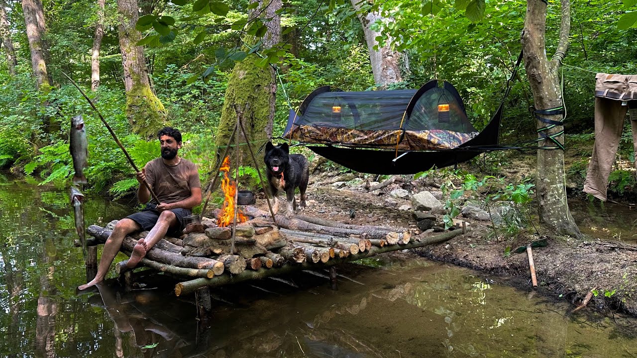 Night Cat Lay Flat Hammock Tent with Mosquito Net & Rainfly