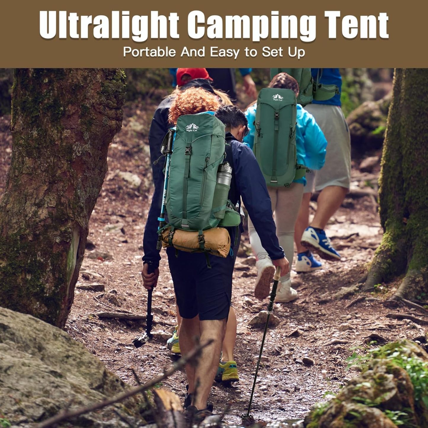 Night Cat Ultralight Tent with Collapsible Trekking Pole for Professional Backpacker Hiker