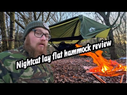 Night Cat Flat Lay Hammock Tent: Portable Lightweight Camping Hammock with Mosquito Net Waterproof Rainfly for 1 Person Outdoor Camping Green