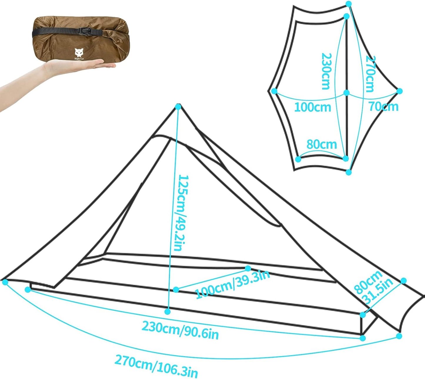 Night Cat Ultralight Tent 1 Person for Professional Backpacker Hiker