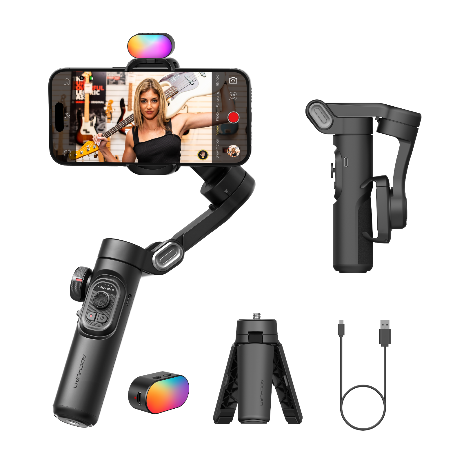 Smart XE Kit Phone Foldable Gimbal Handheld Stabilizer with RGB Fill Light