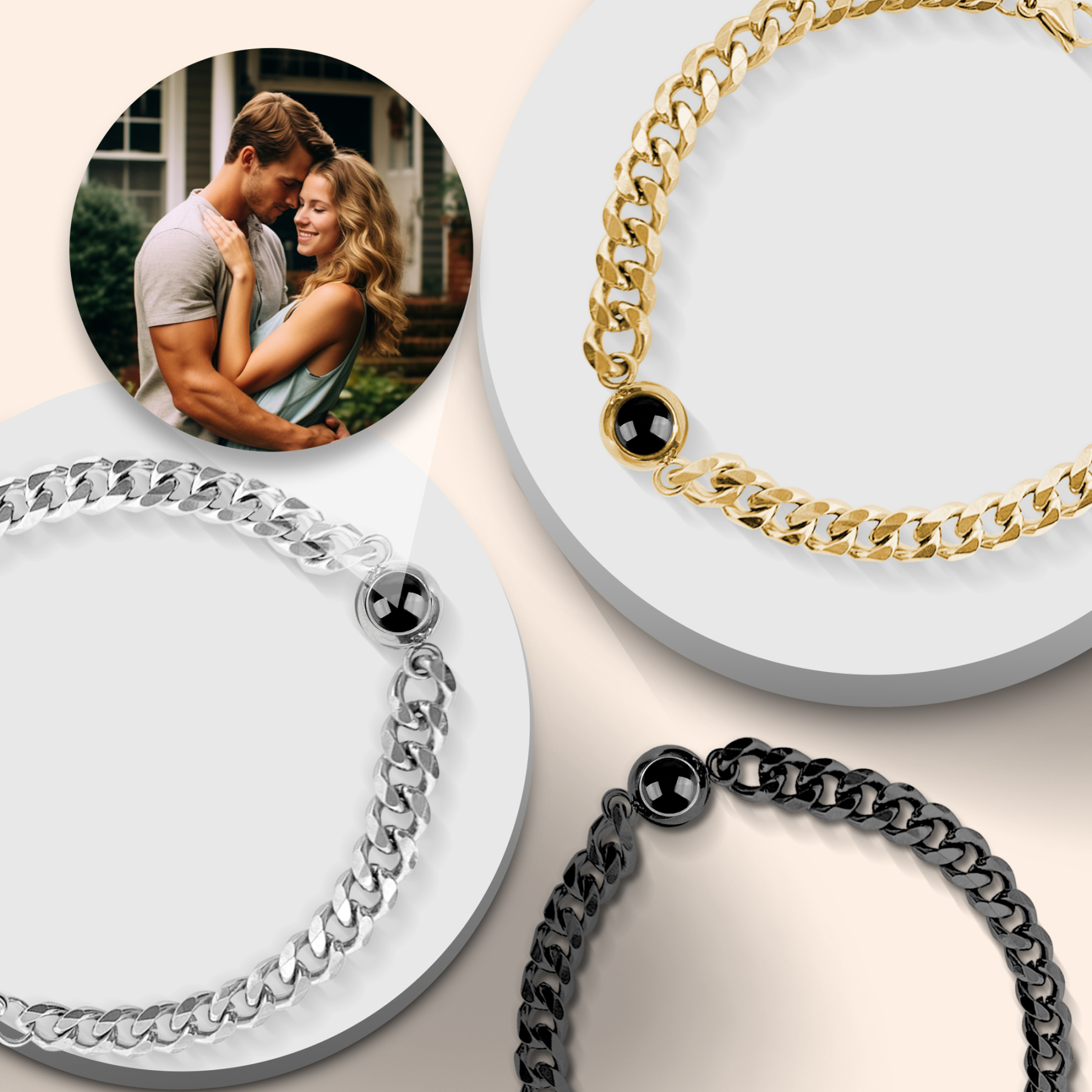 Custom Photo Projection Bracelet-Cuban Bracelet