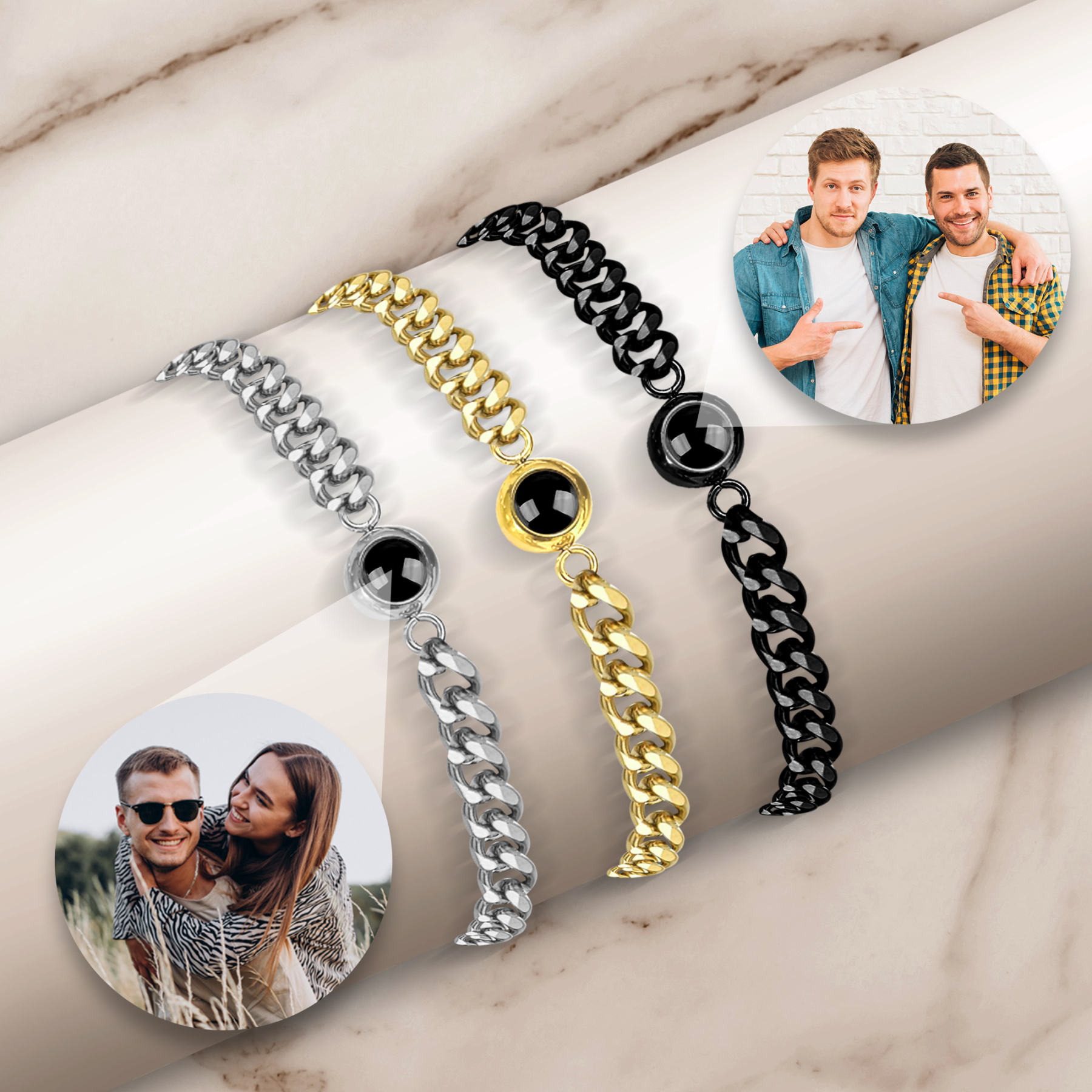 Custom Photo Projection Bracelet-Cuban Bracelet