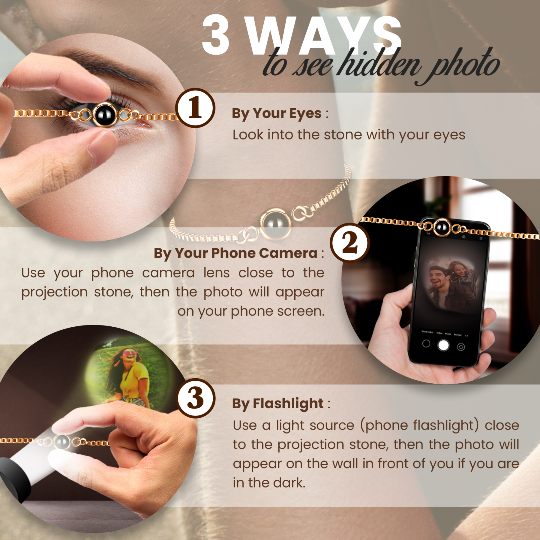 Custom Photo Projection Bracelet-Titanium Bracelet