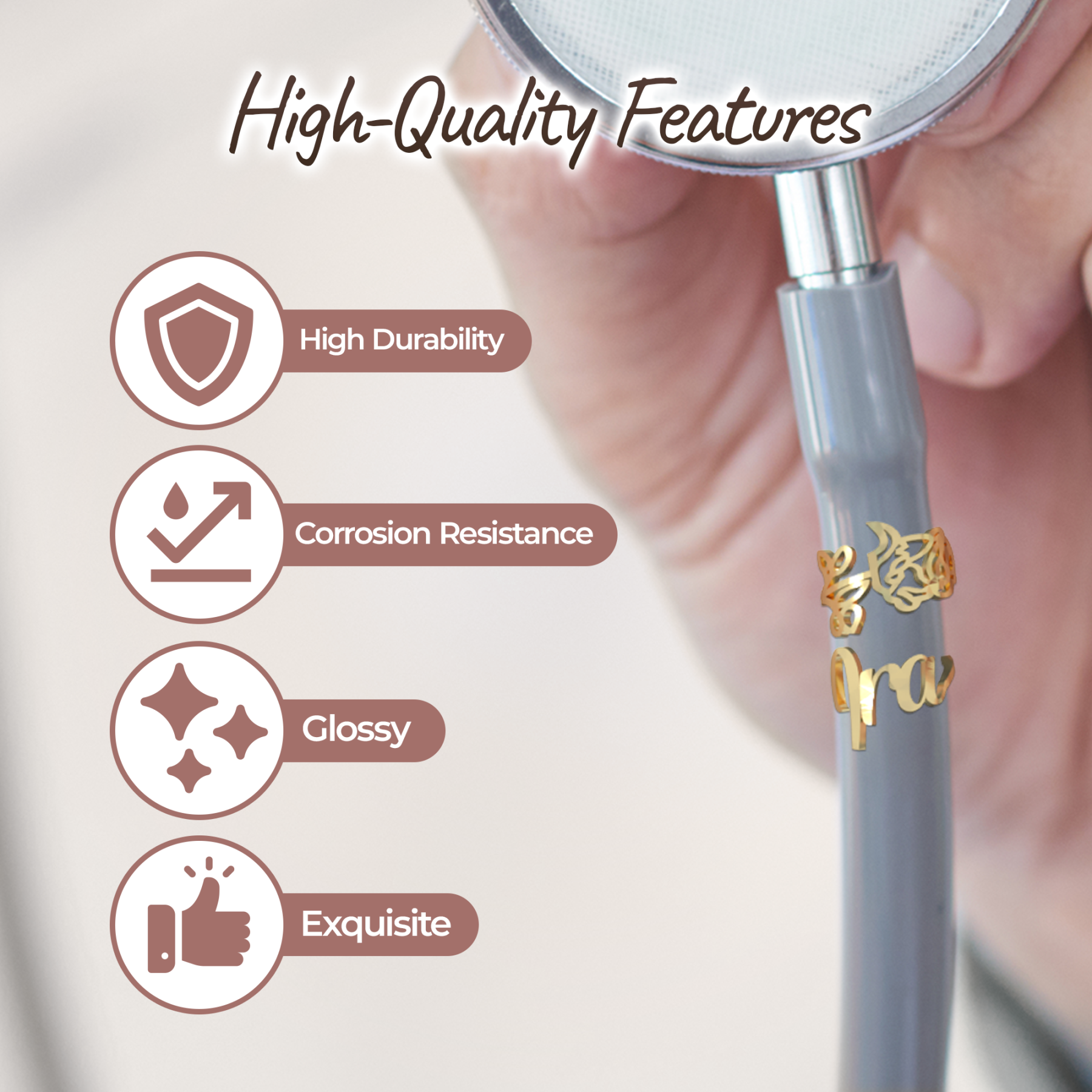 Personalized Birthflower Stethoscope Name Tag