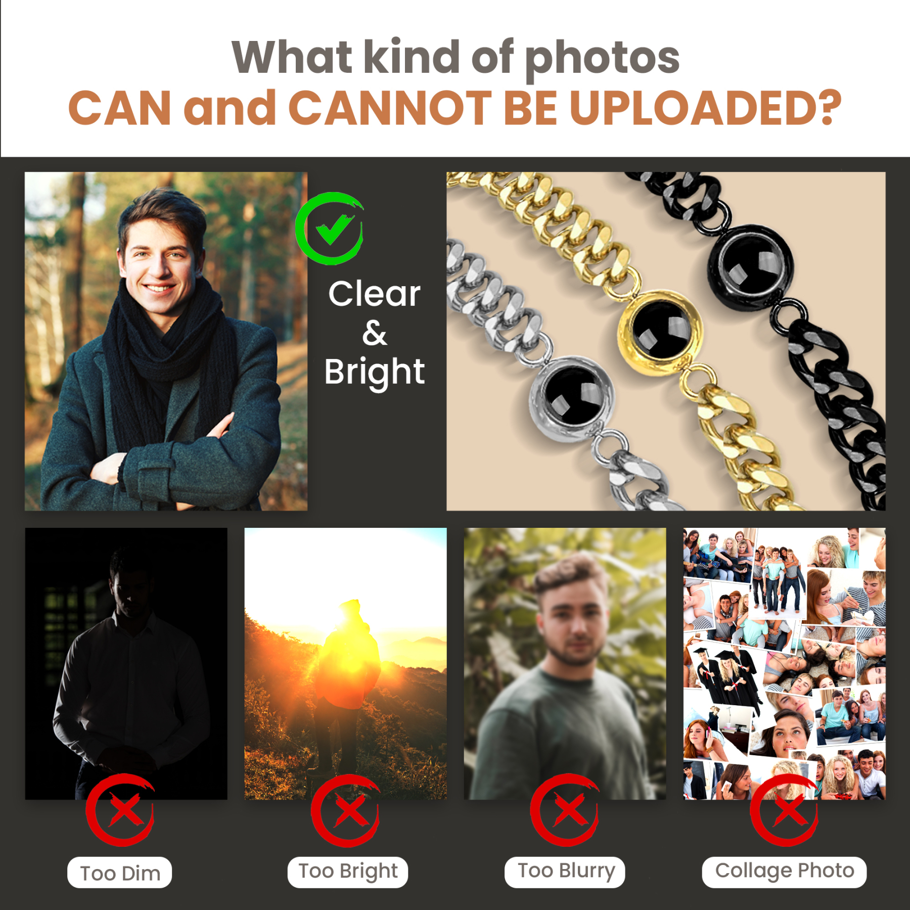 Custom Photo Projection Bracelet-Cuban Bracelet