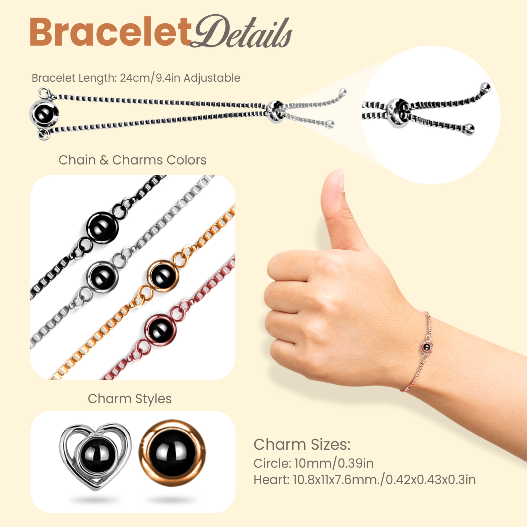 Custom Photo Projection Bracelet-Titanium Bracelet