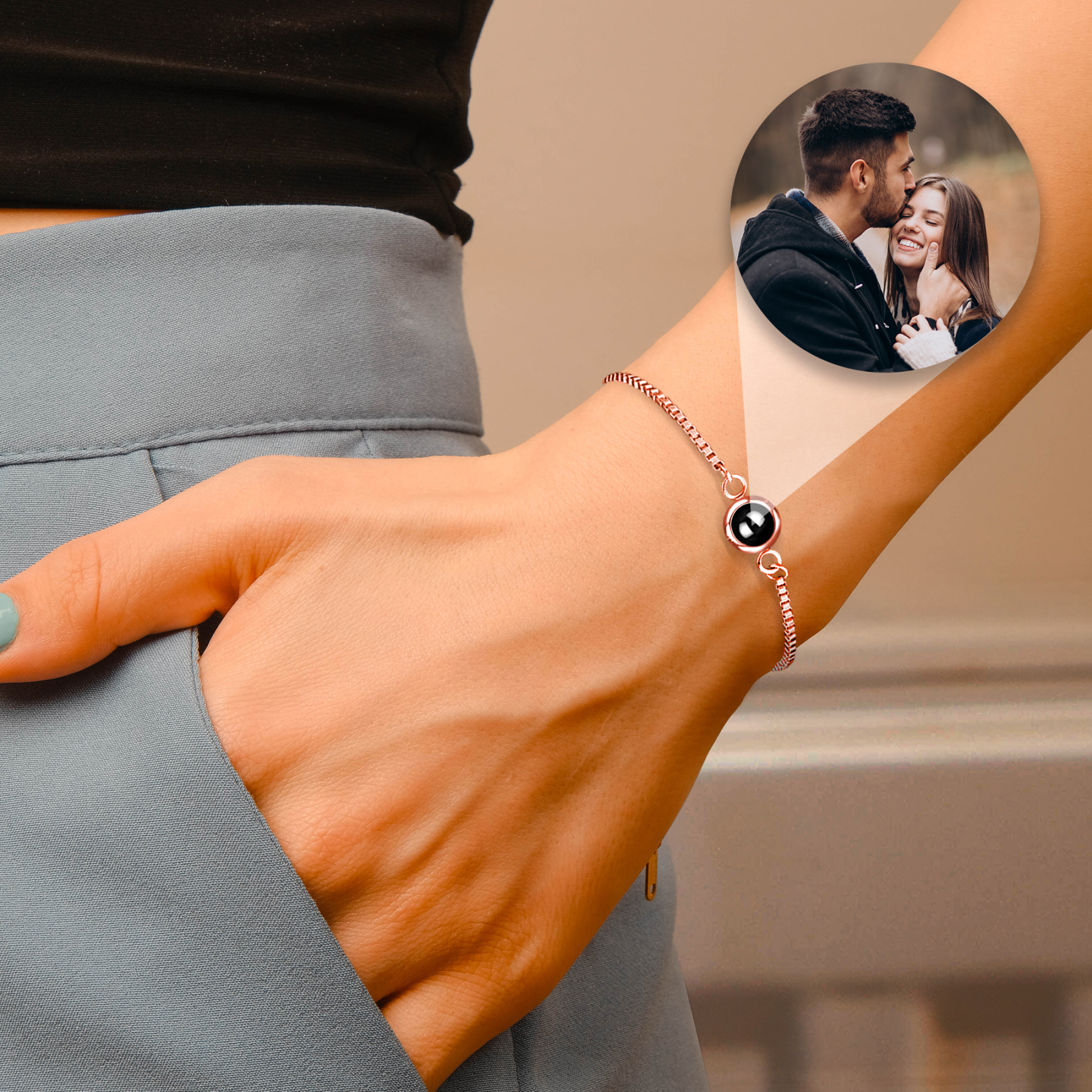 Custom Photo Projection Bracelet-Titanium Bracelet