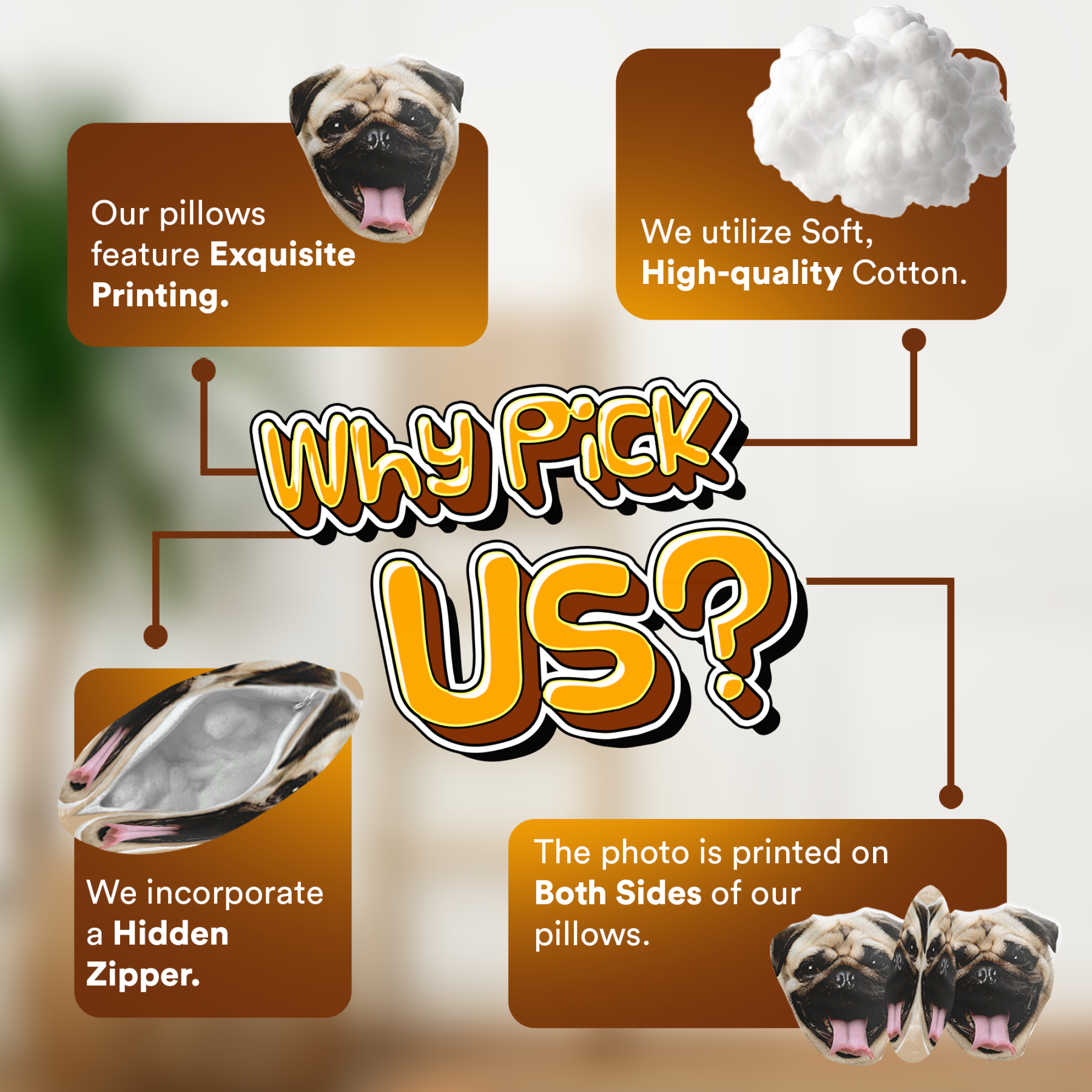 Custom Ugly Pet Pillow from Photo - Funny Dog Pillow Cat Pillow with Picture