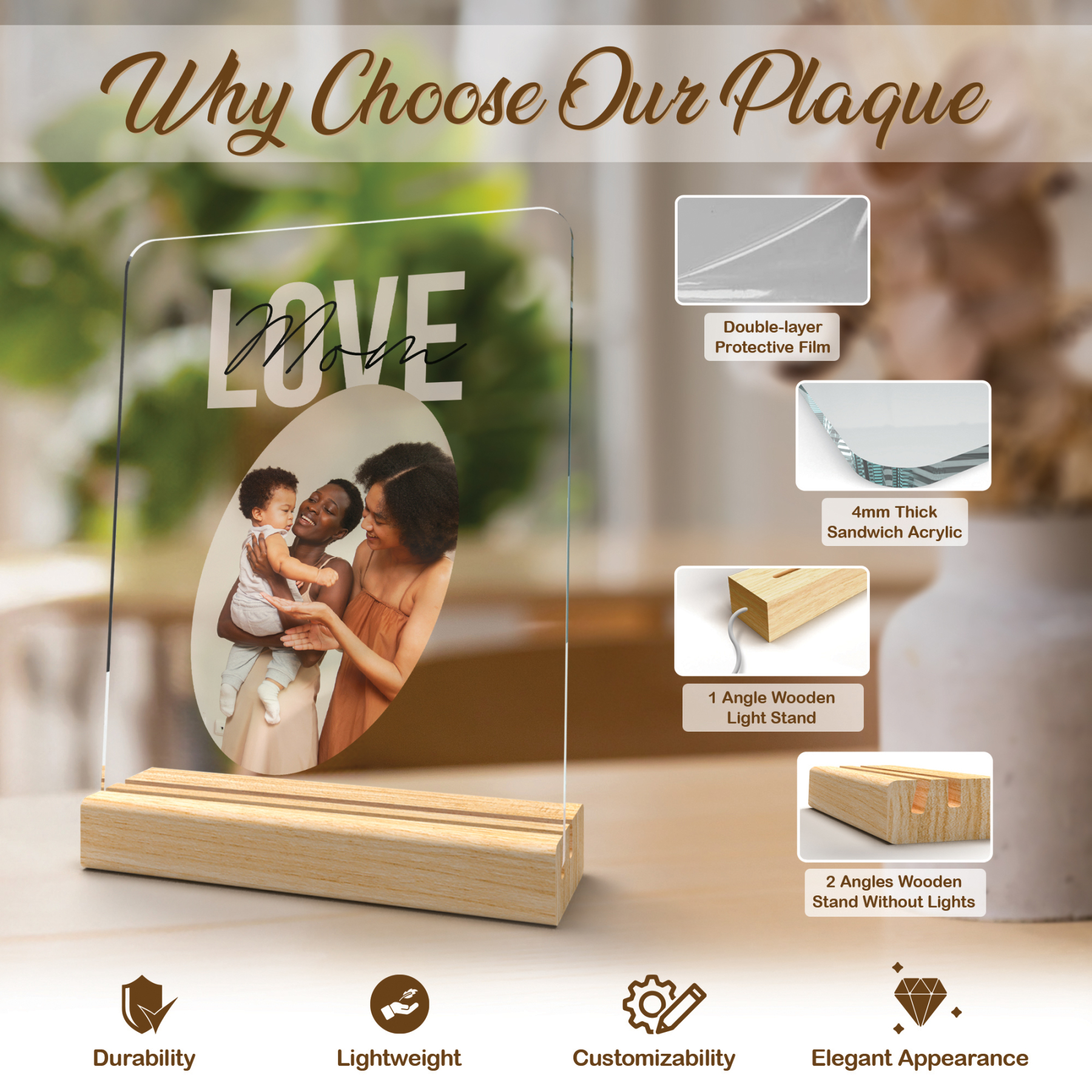 Custom Acrylic Photo Plaque with Stand