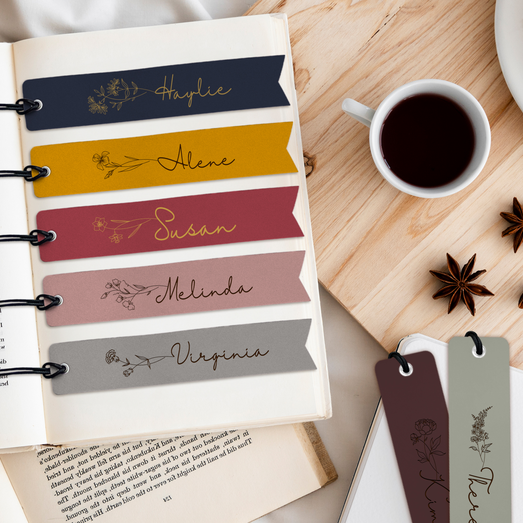  Custom Name Book Mark with Birth Month Flower