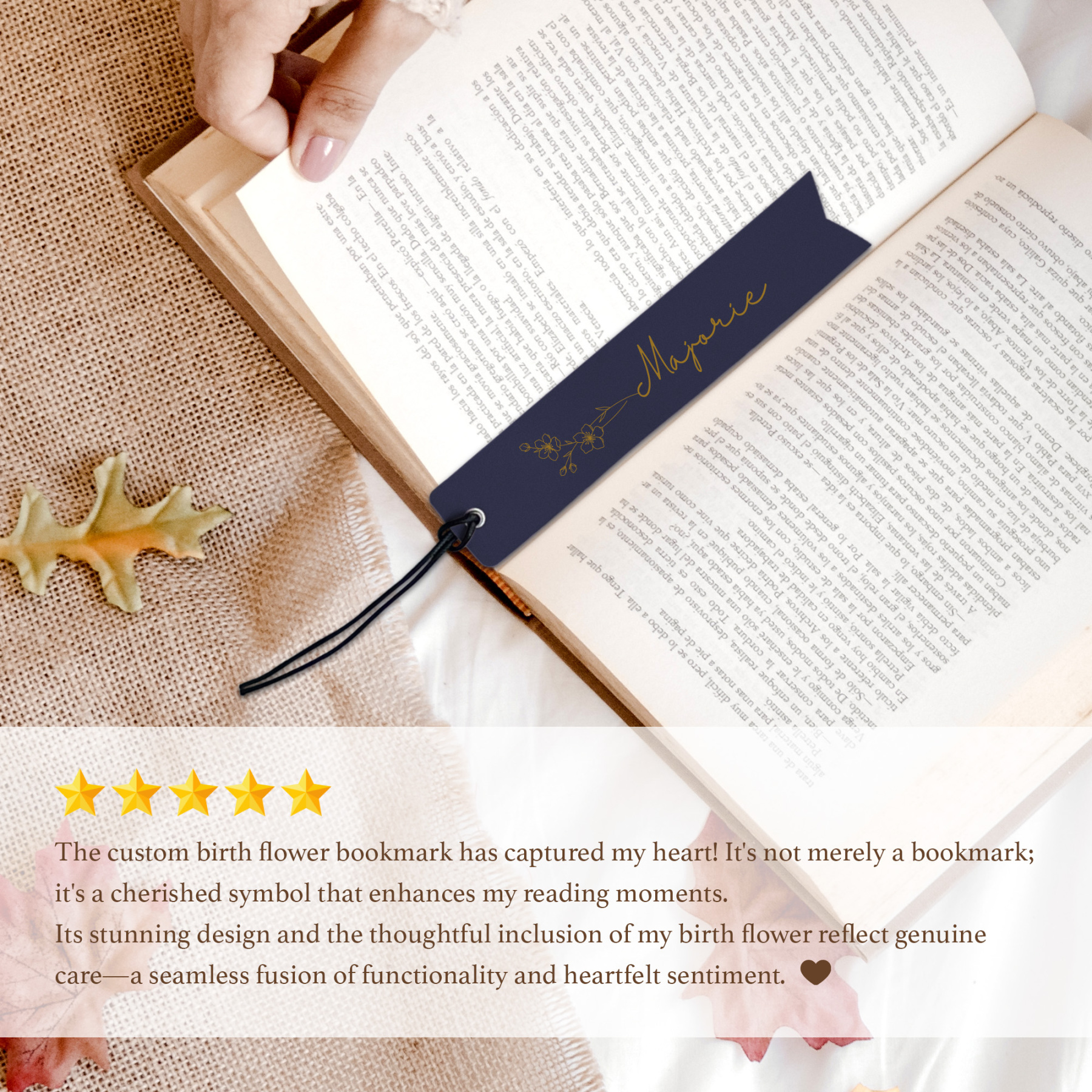  Custom Name Book Mark with Birth Month Flower