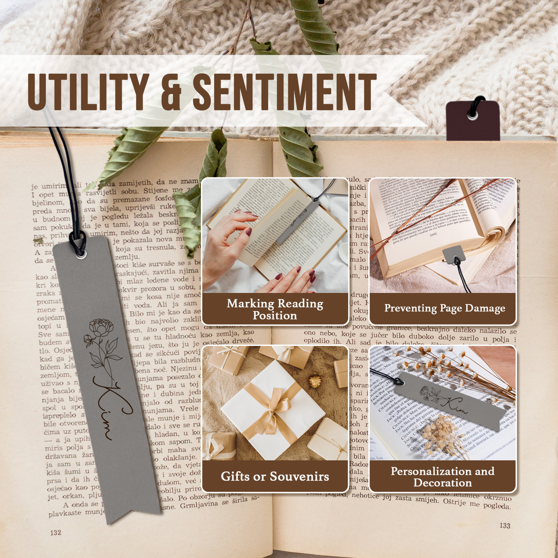  Custom Name Book Mark with Birth Month Flower