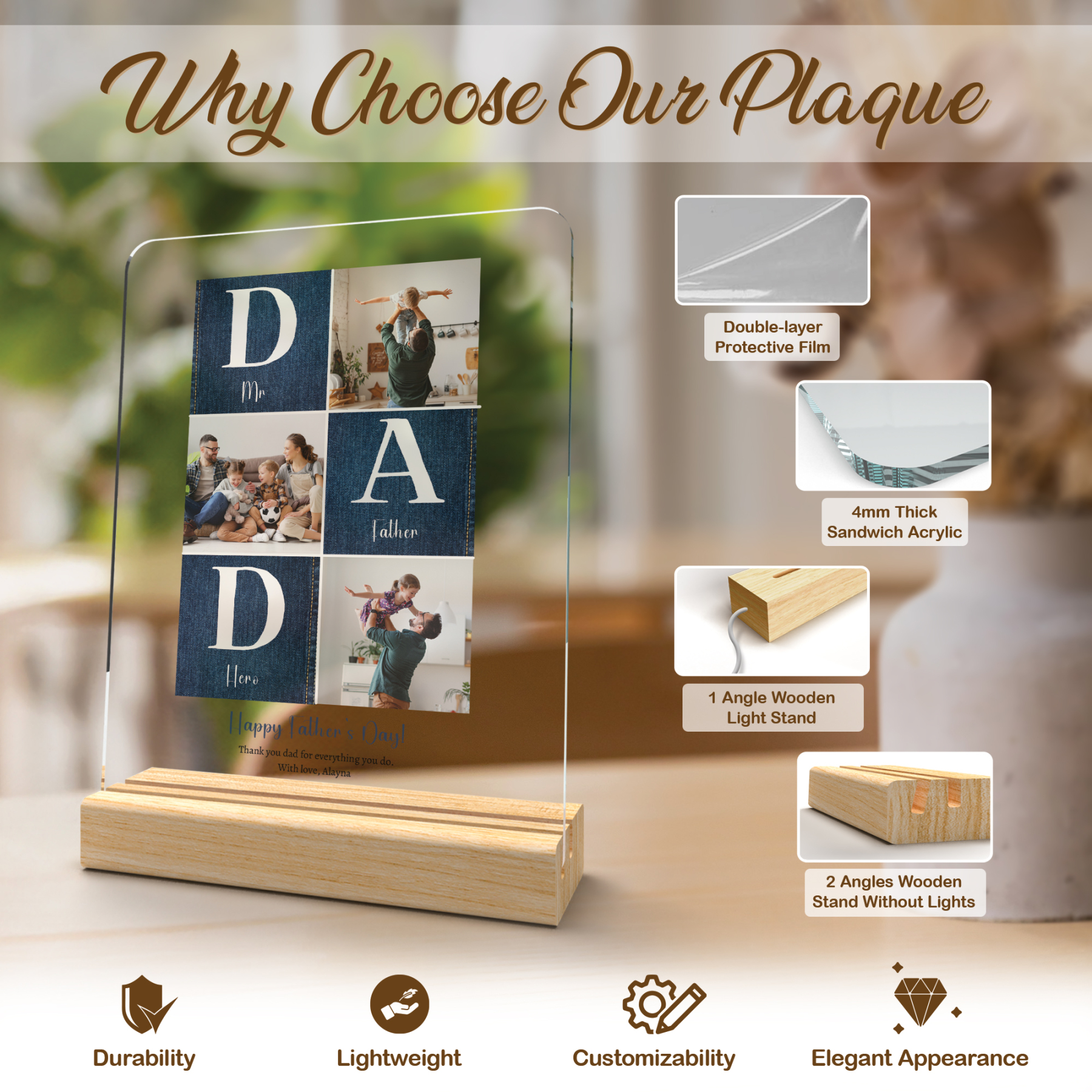 Custom Acrylic Photo Plaque with Stand