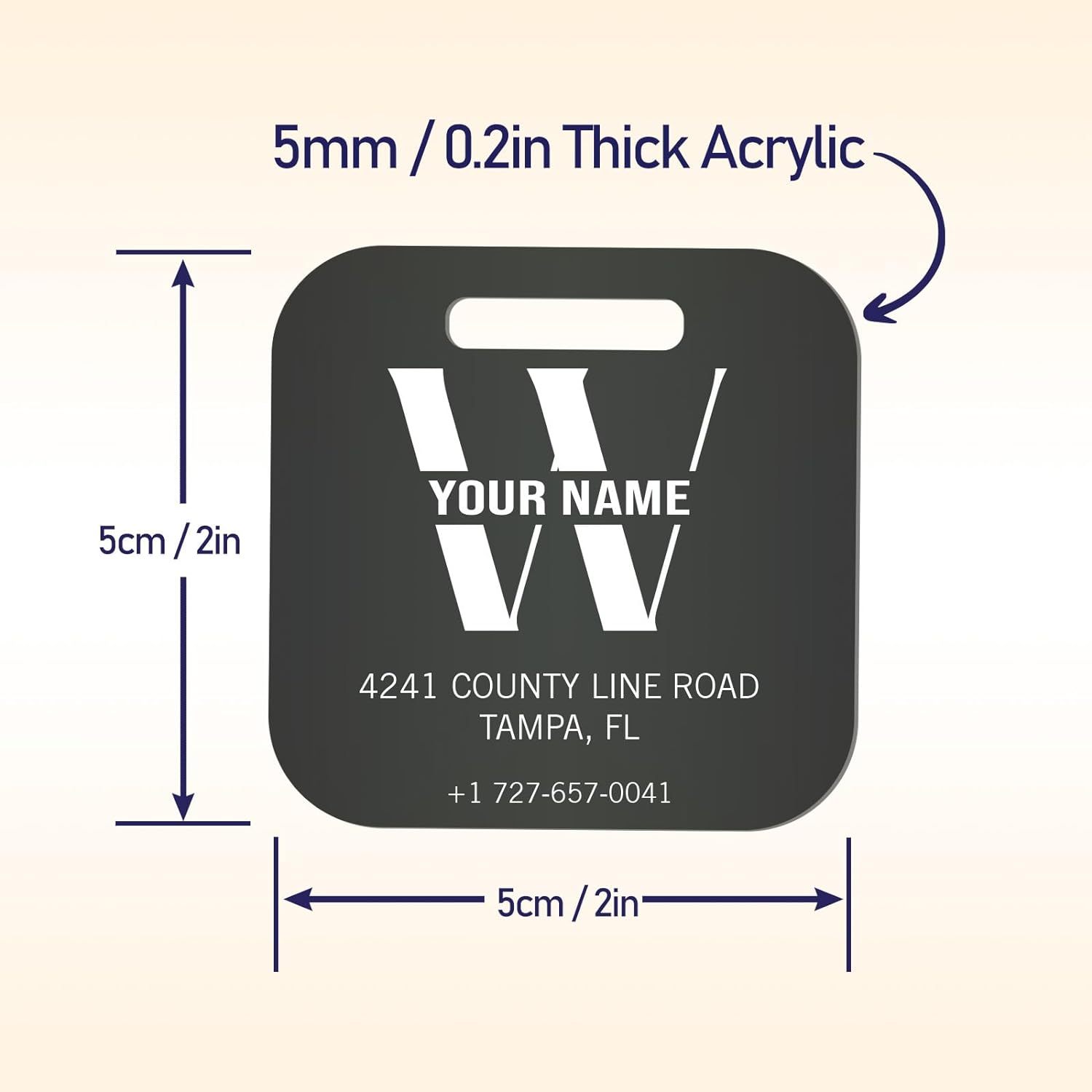 Personalized Travel Luggage Tags For Suitcases - Initial with Text