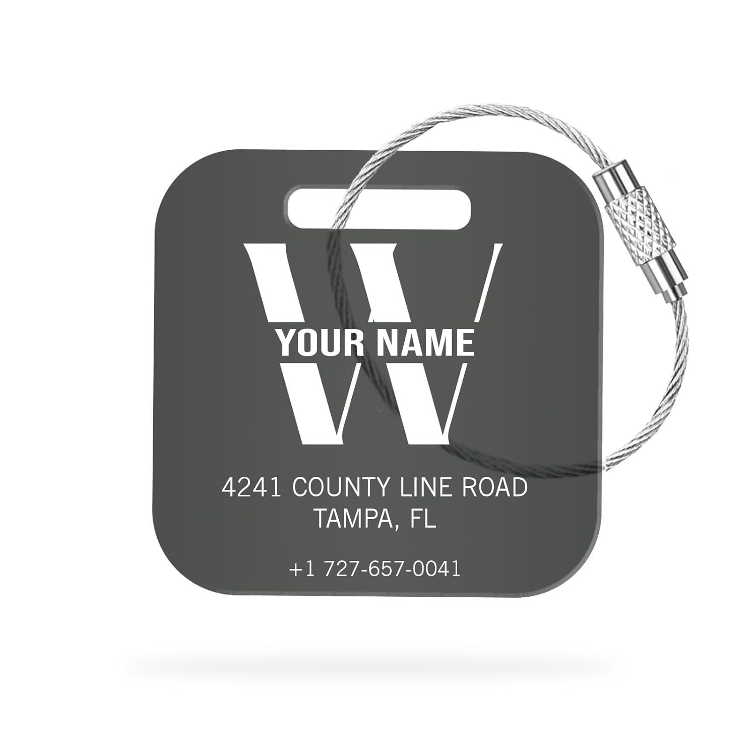 Personalized Travel Luggage Tags For Suitcases - Initial with Text