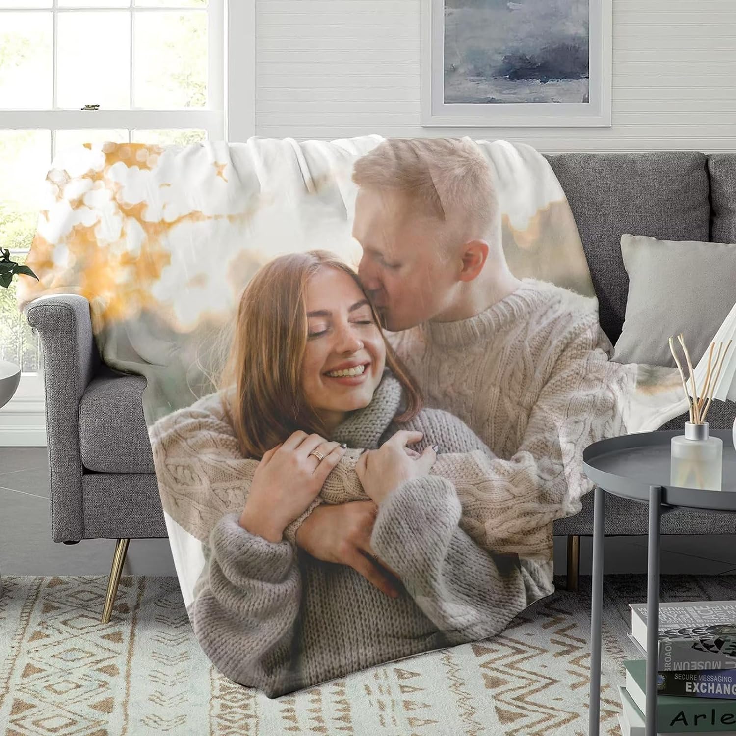 Personalised Photo Blanket with Own Photo and Text