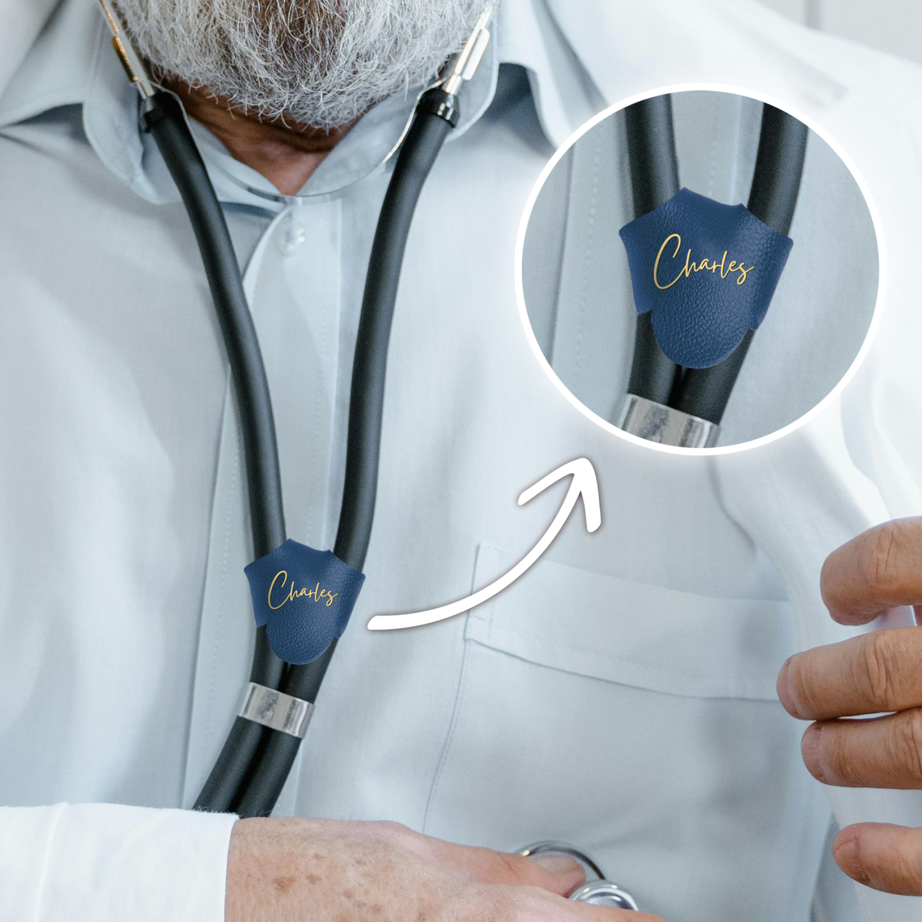 Personalized Stethoscope Id Tag - Leather