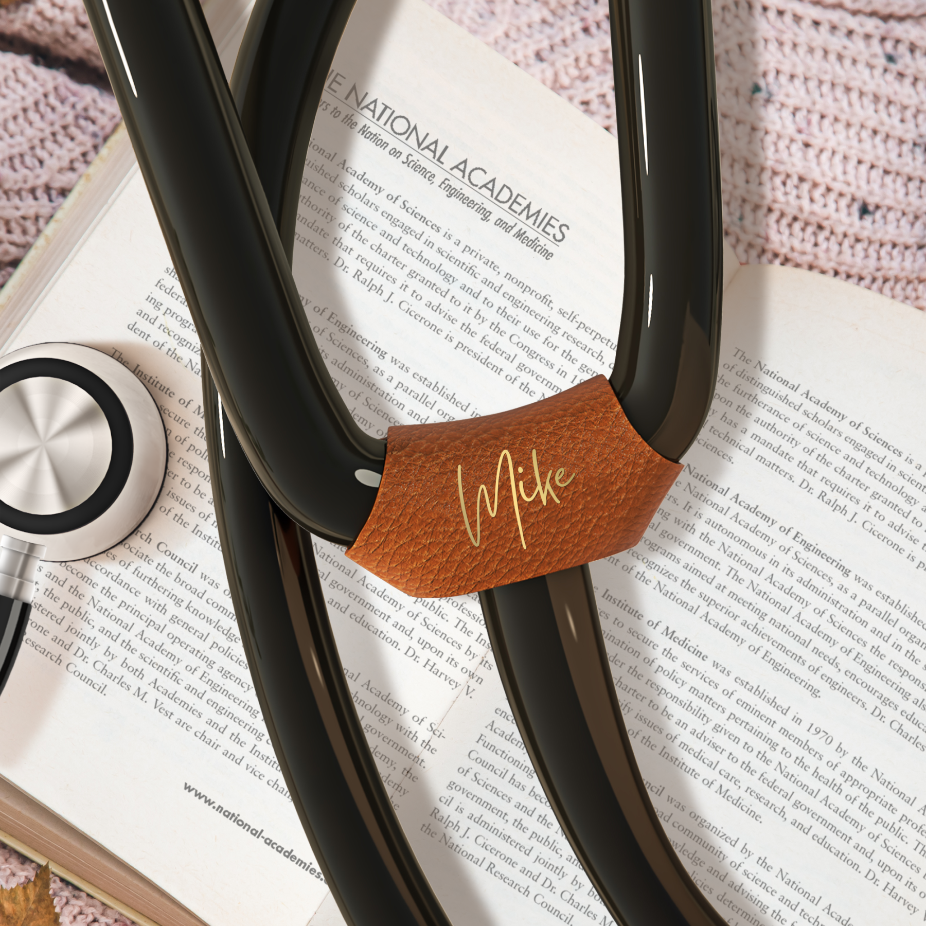 Personalized Stethoscope Id Tag - Leather