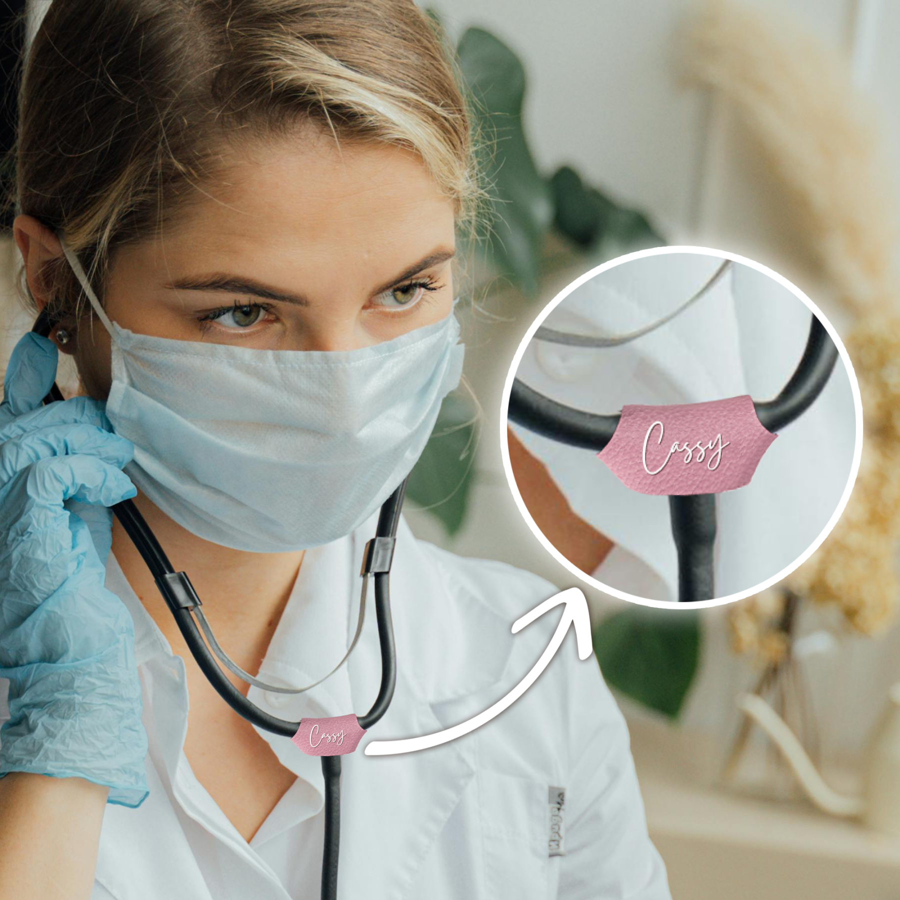 Personalized Stethoscope Id Tag - Leather