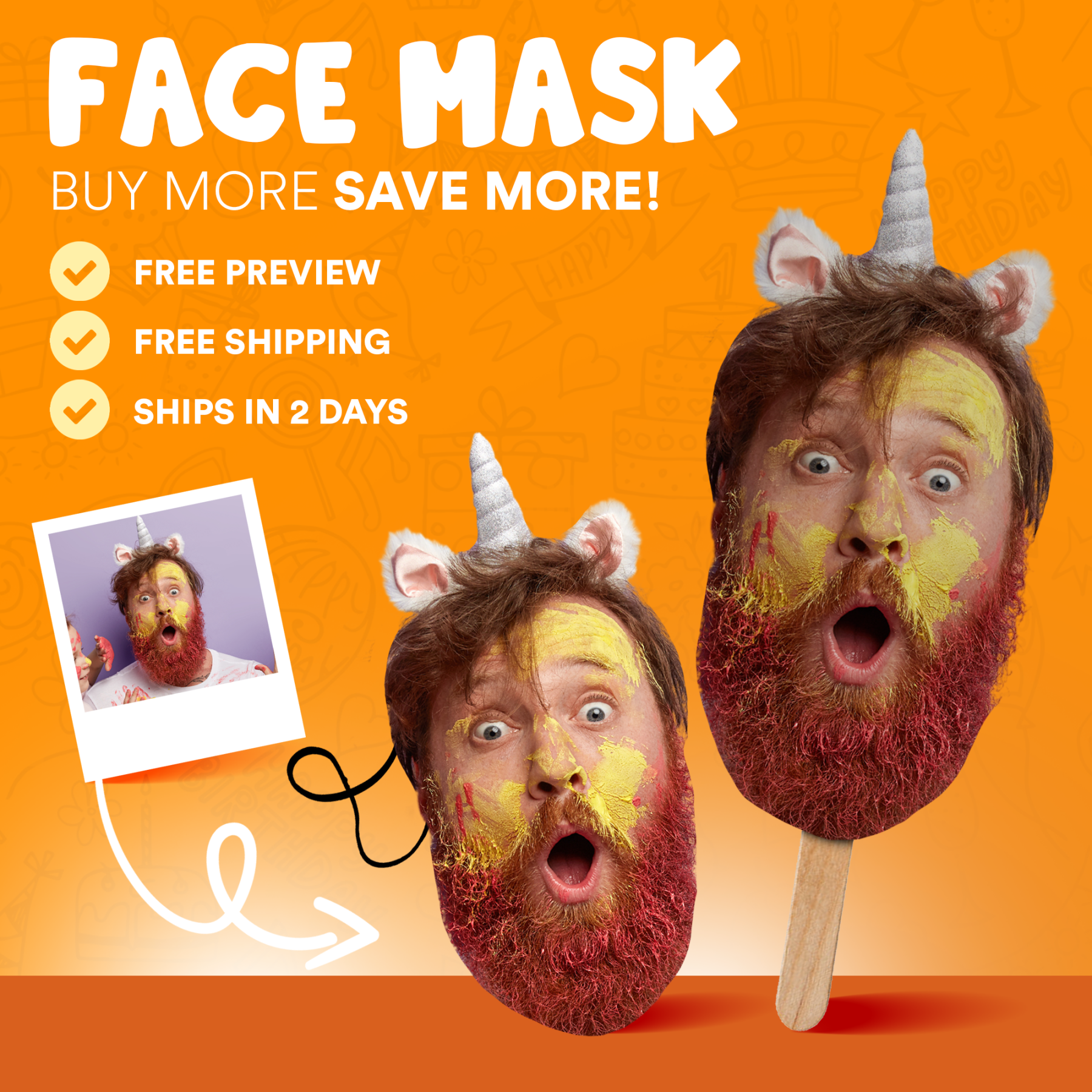 Face on a Stick Face Mask