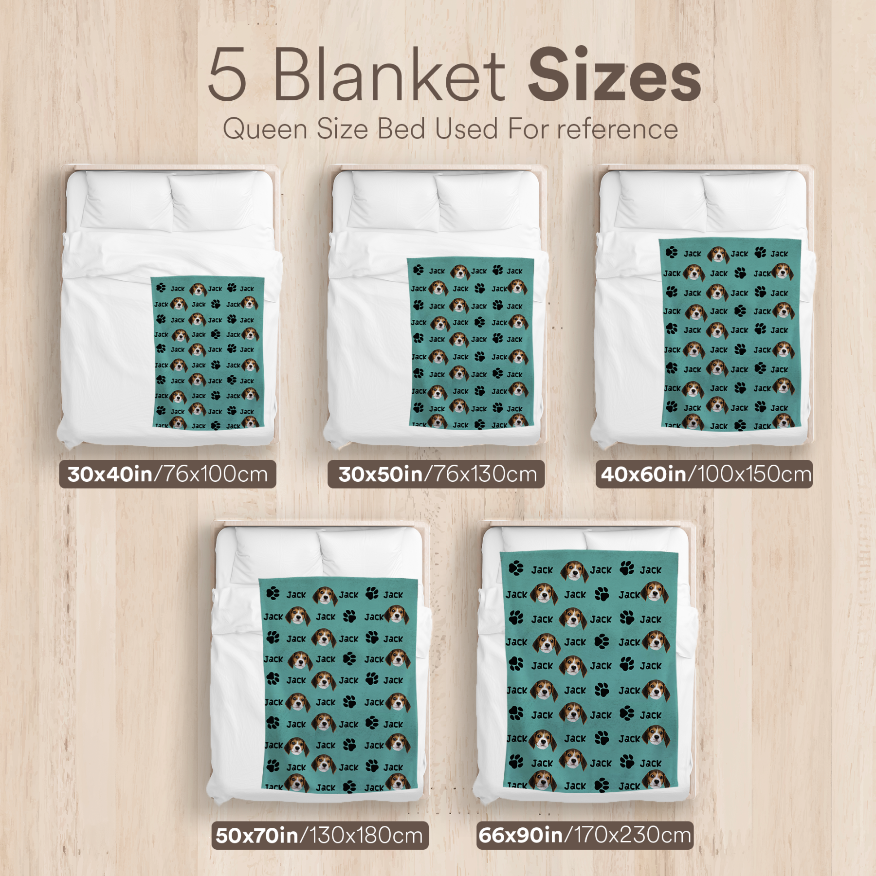 Custom Dog Blanket with Name and Paw Print