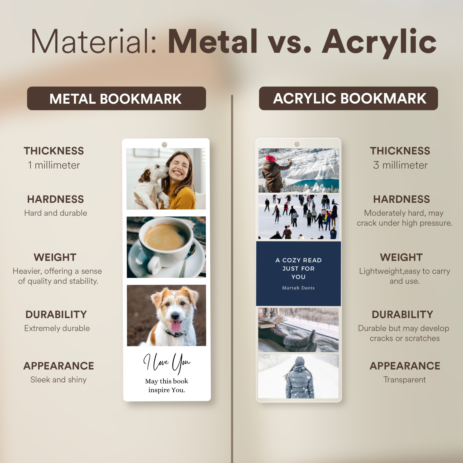 Custom Acrylic Bookmark for Woman from Your Photo