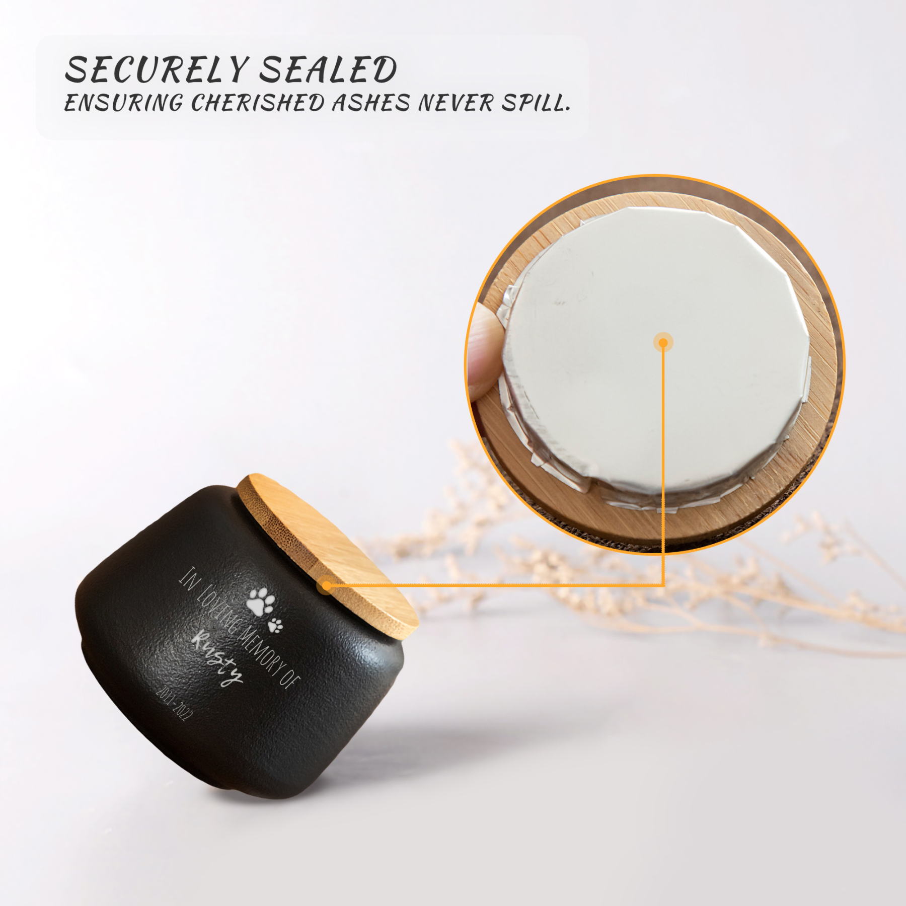 Custom Pet Paw Urn Cat with Name and Date