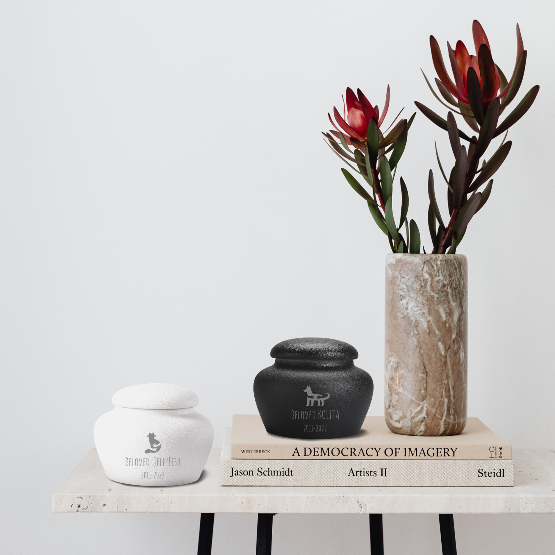 Custom Pet Paw Urn Cat with Name and Date