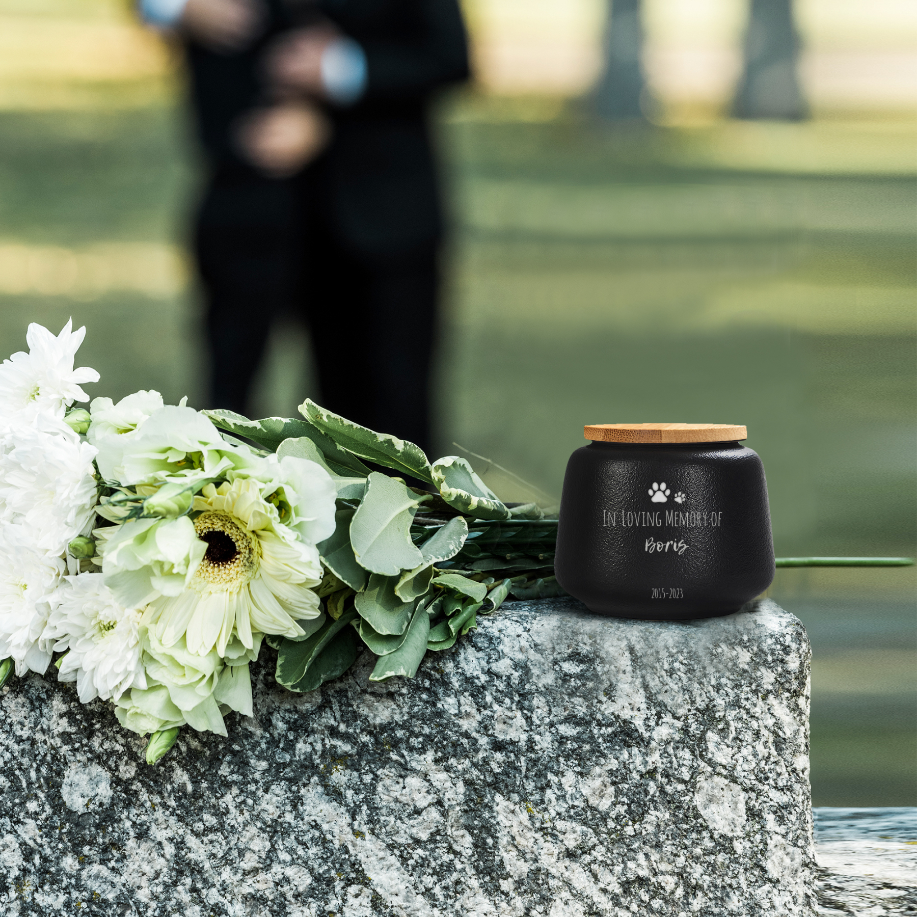 Custom Pet Paw Urn Cat with Name and Date