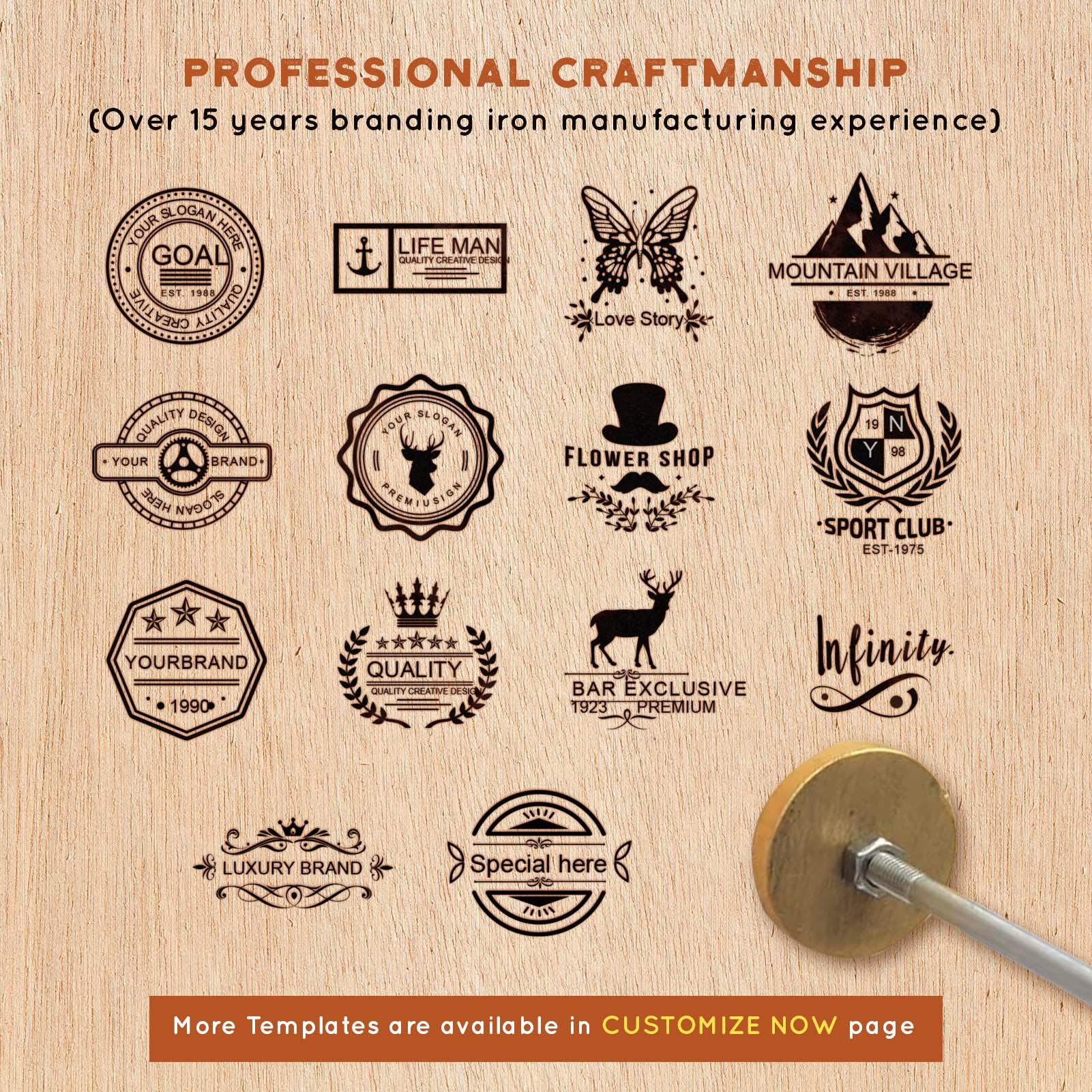 Custom Branding Iron Kit for Wood Leather Steak