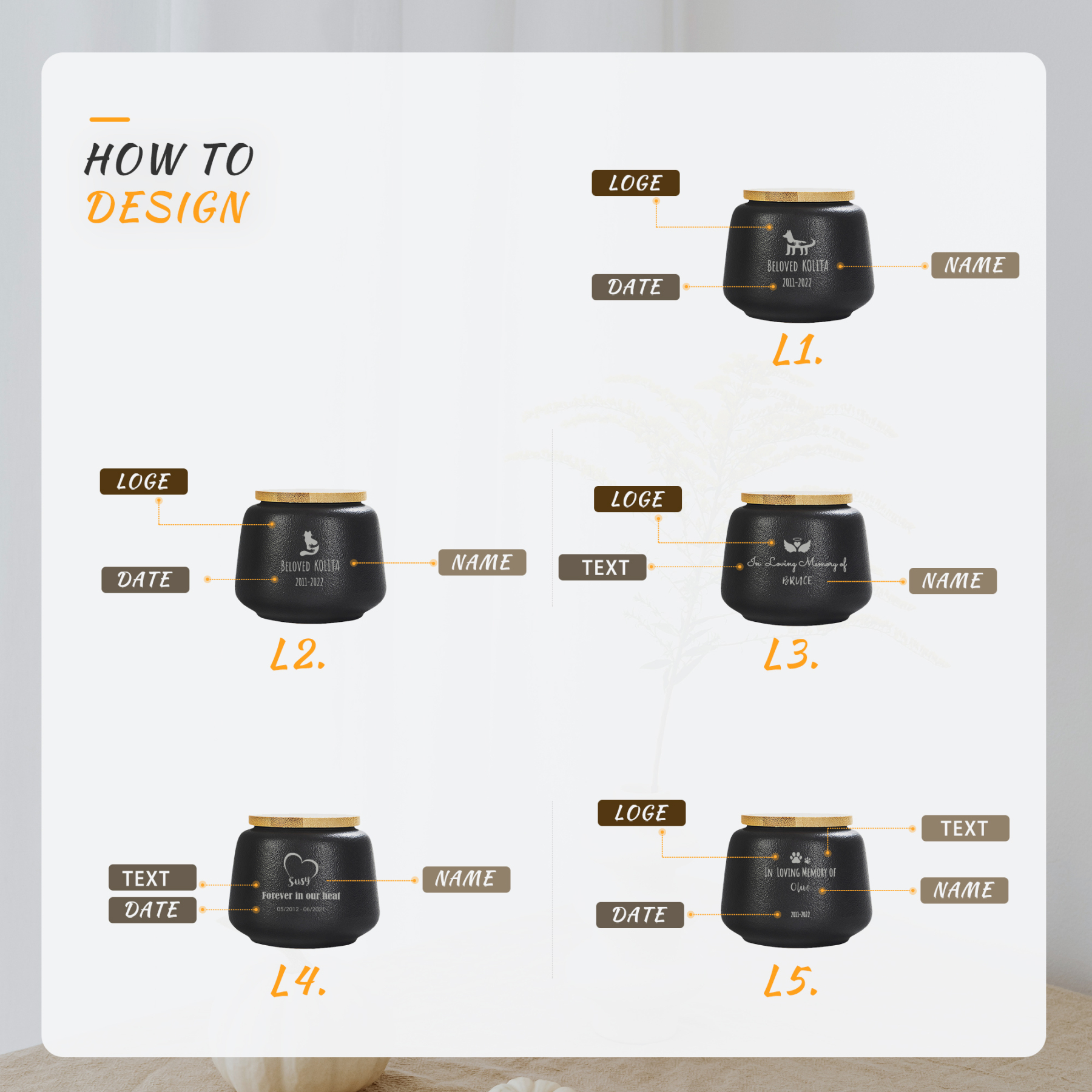 Custom Pet Paw Urn Cat with Name and Date