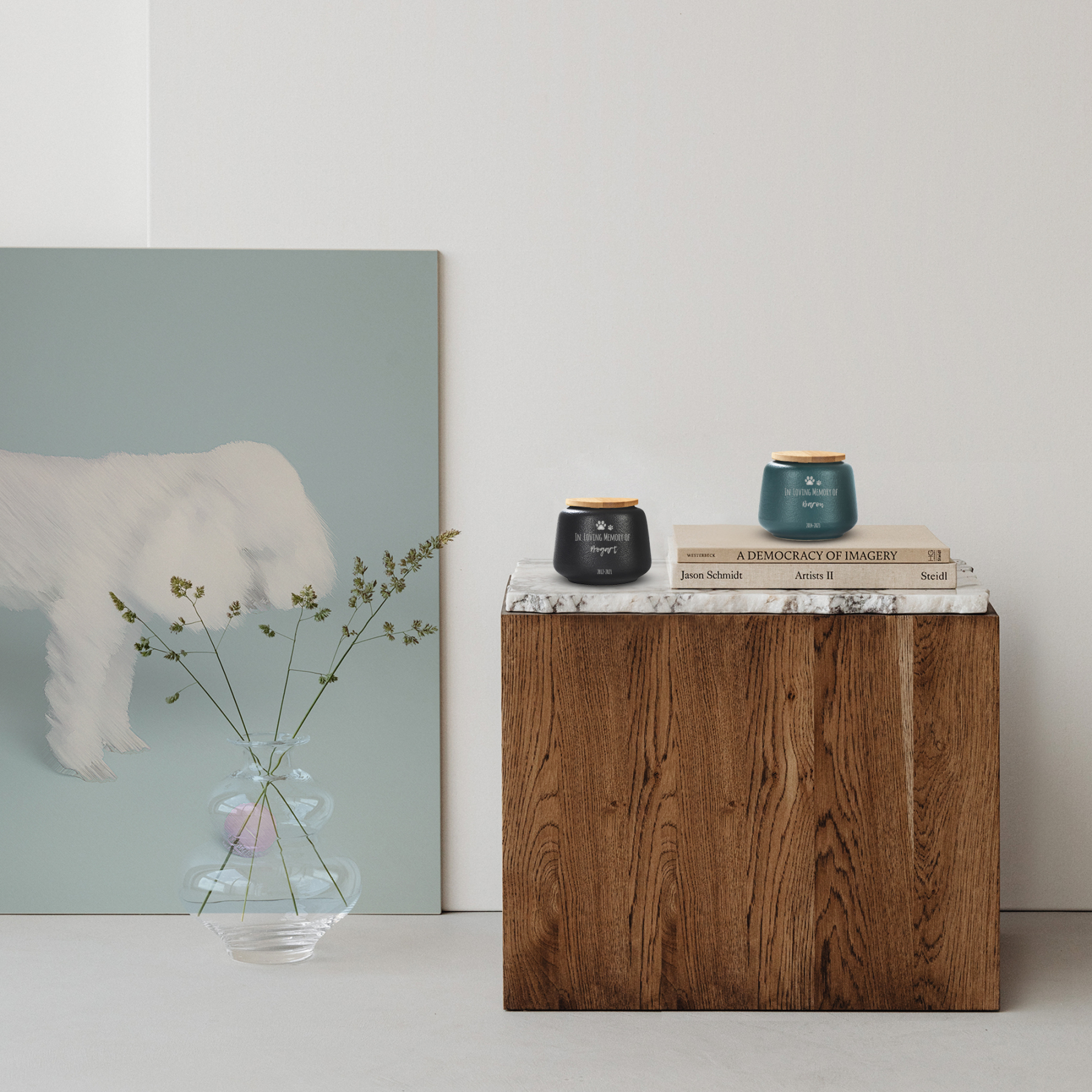 Custom Pet Paw Urn Cat with Name and Date