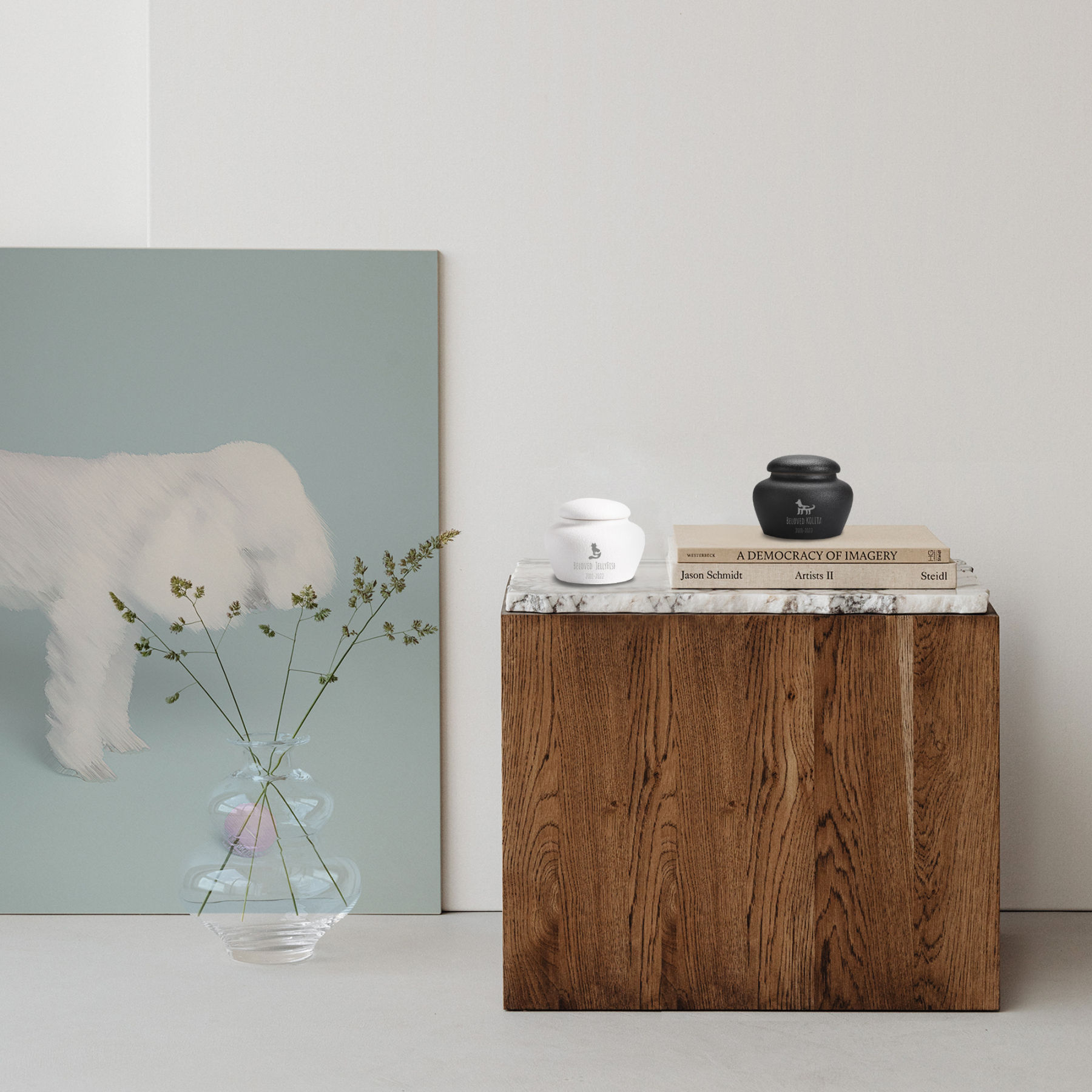 Custom Pet Paw Urn Cat with Name and Date