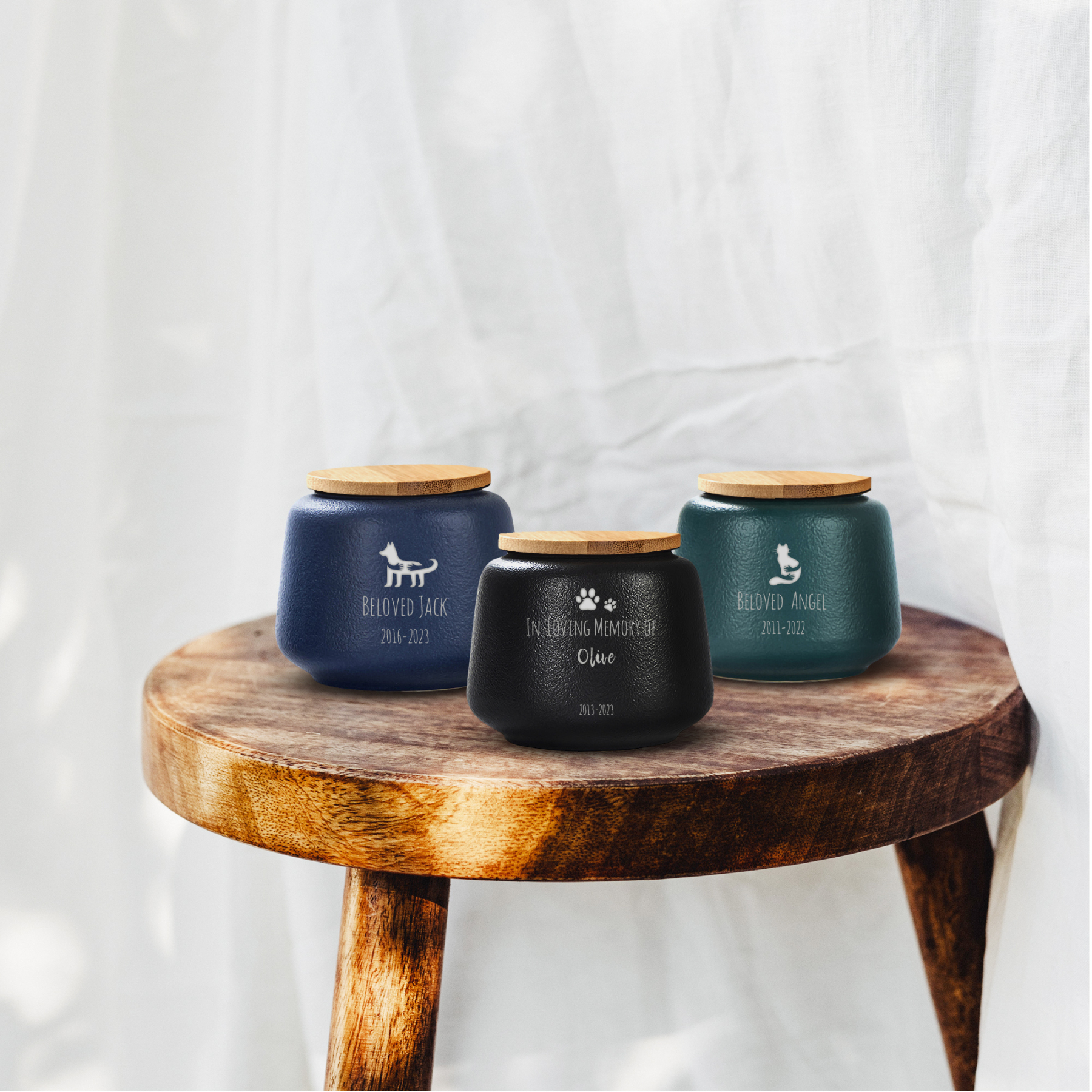 Custom Pet Paw Urn Cat with Name and Date