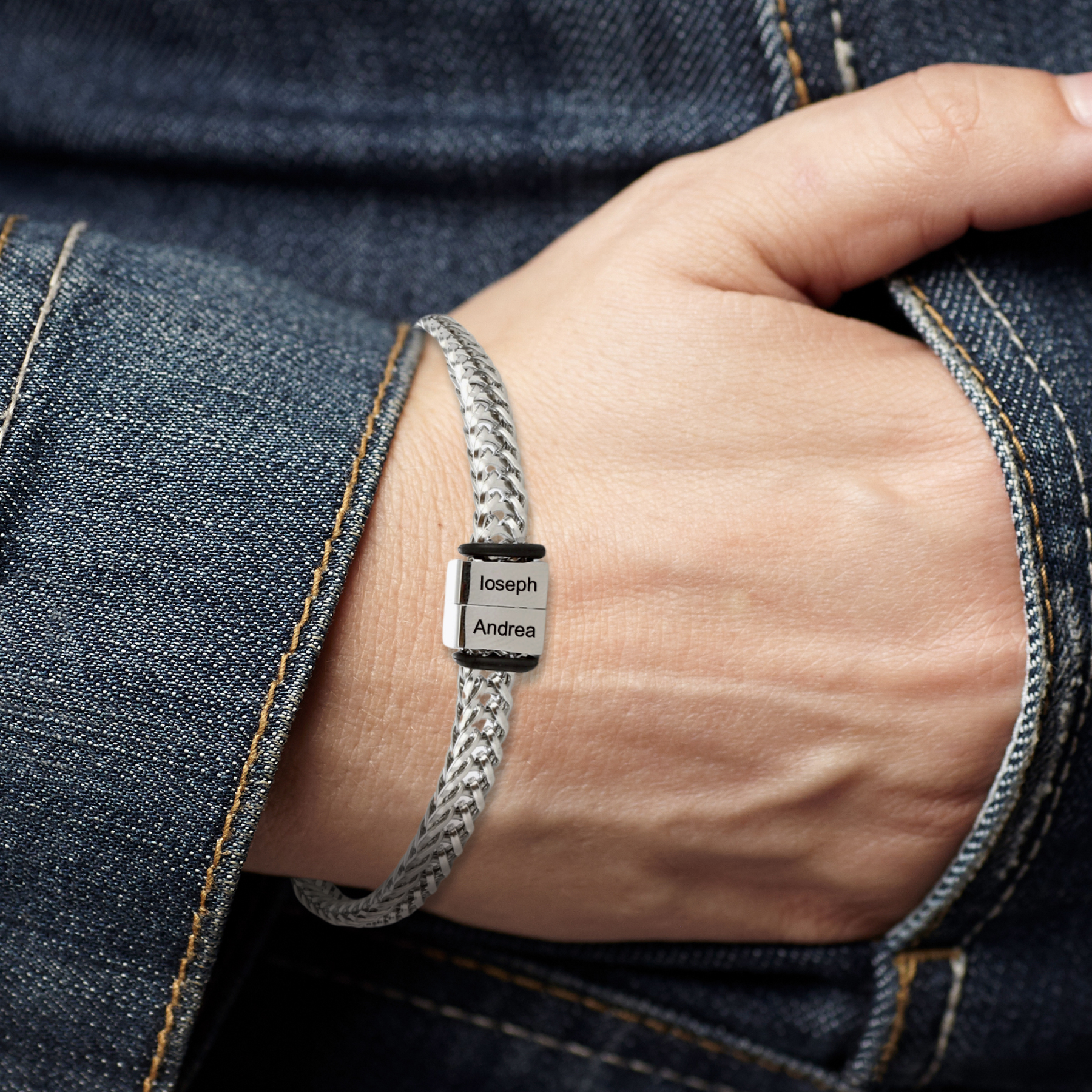 Personalized Mens Bracelet Engraved with Name