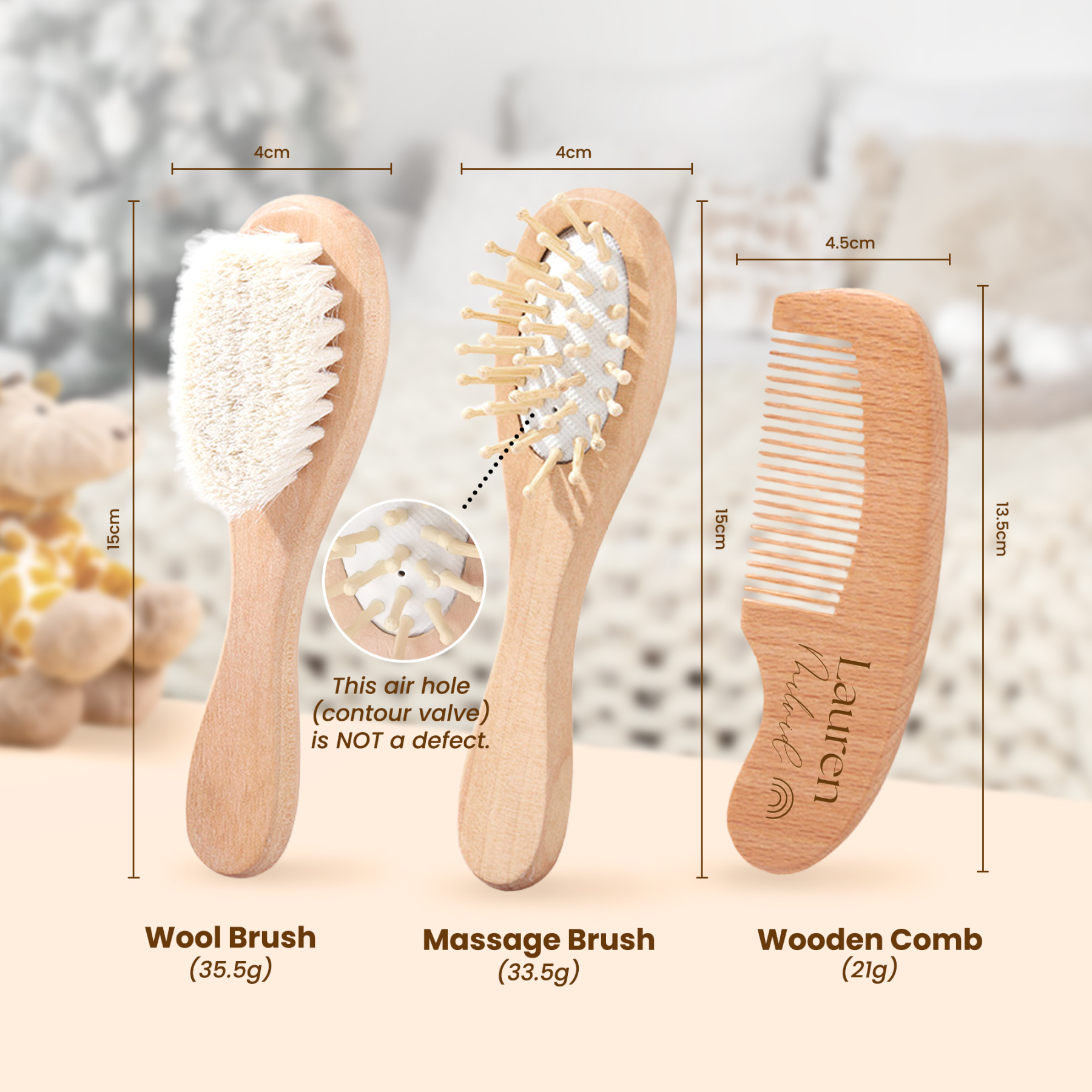 Personalized Baby Hairbrush with Engraved Name