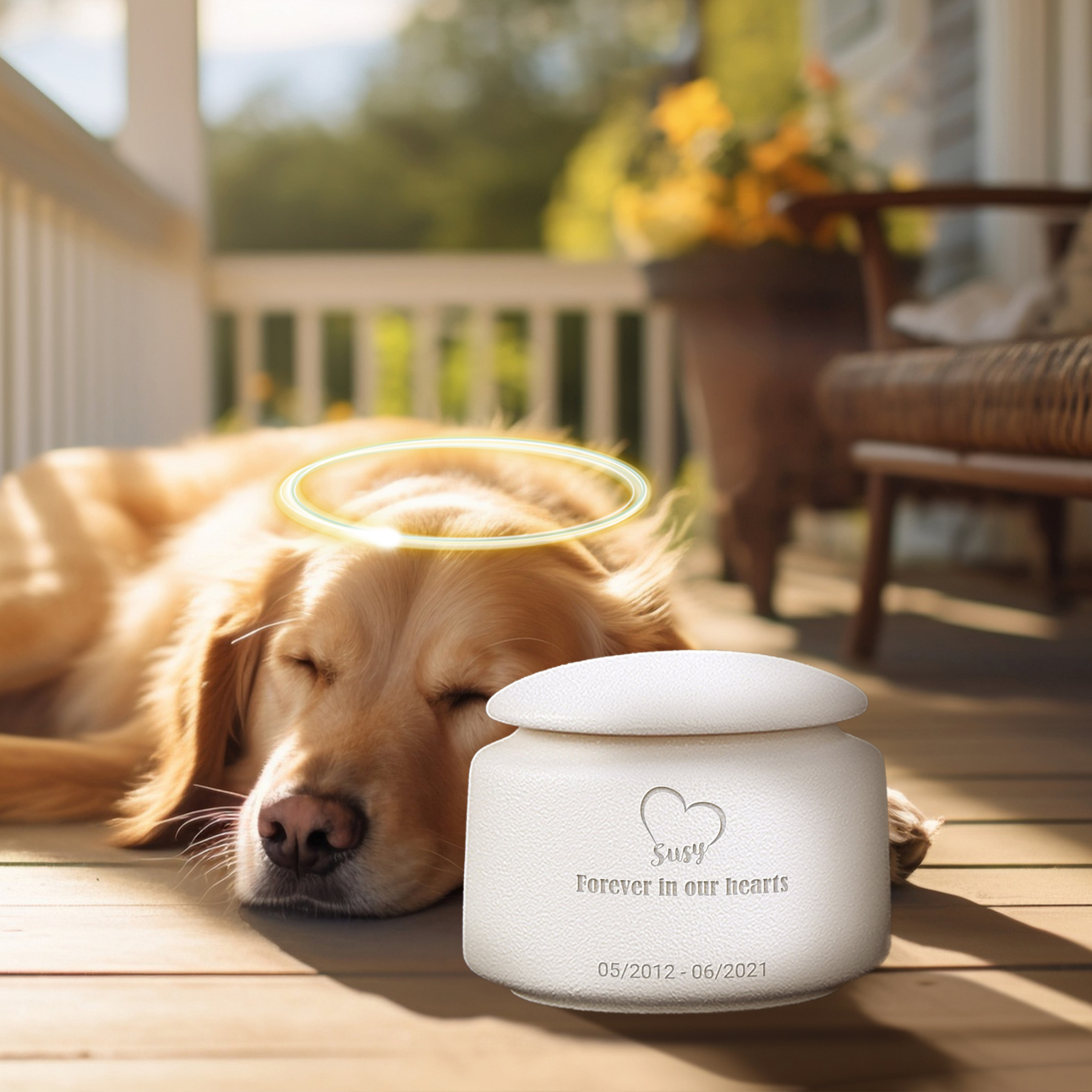 Custom Pet Urn with Engraved Name - Rounded style