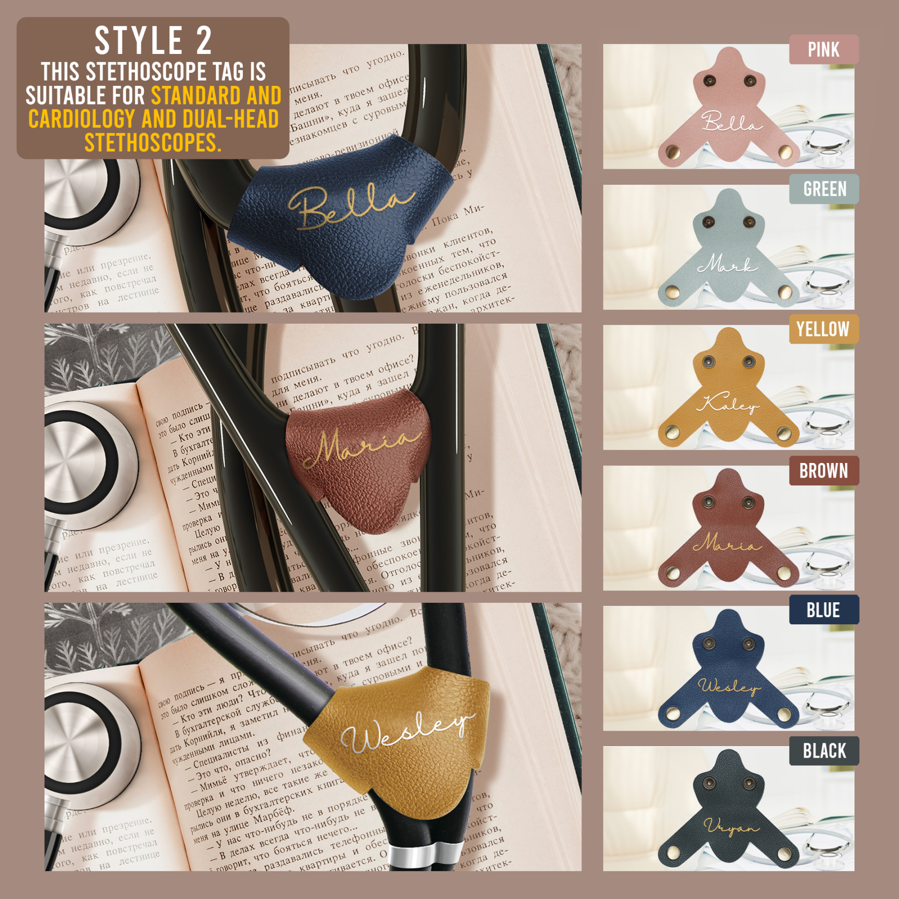Personalized Stethoscope Id Tag - Leather