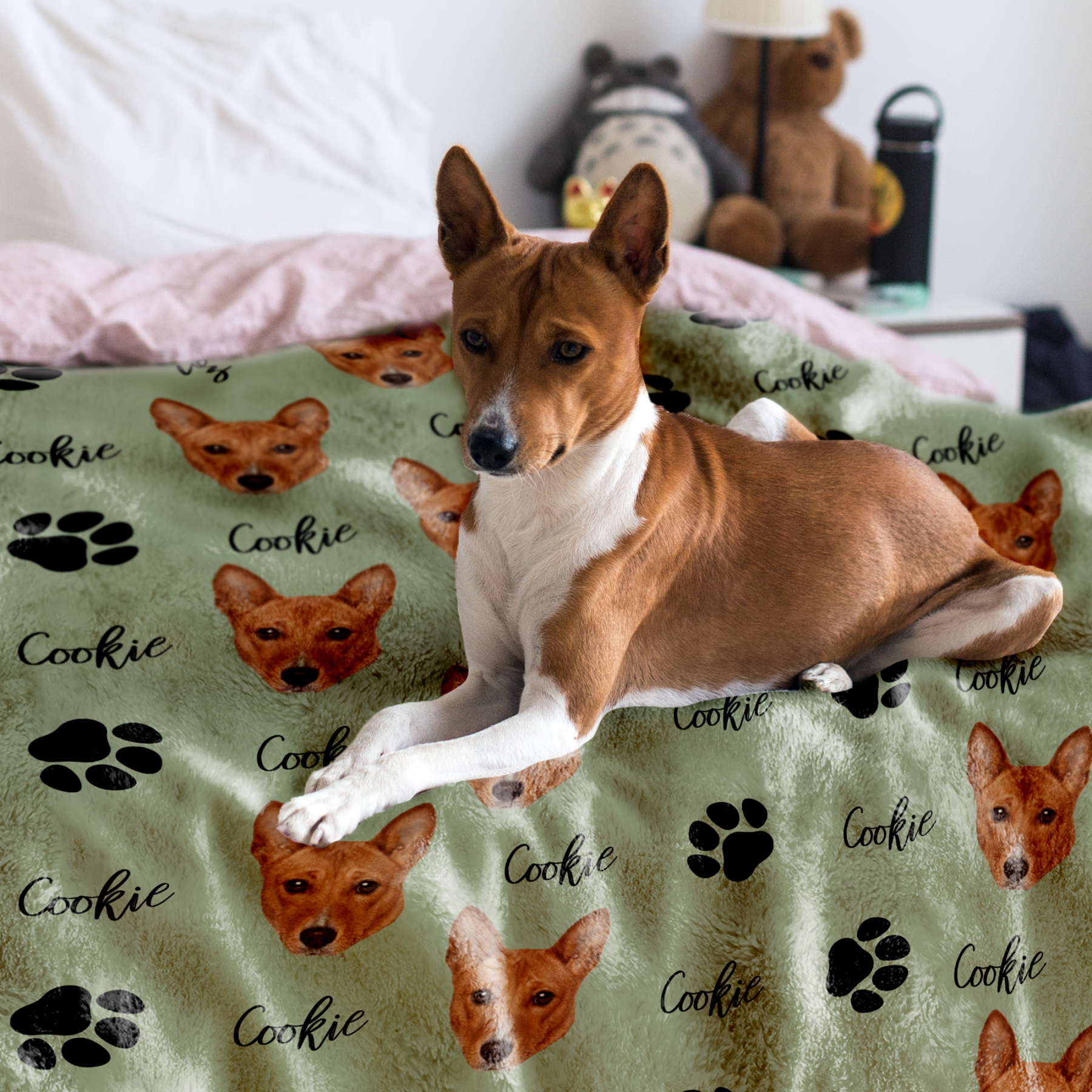 Custom Dog Blanket with Name and Paw Print