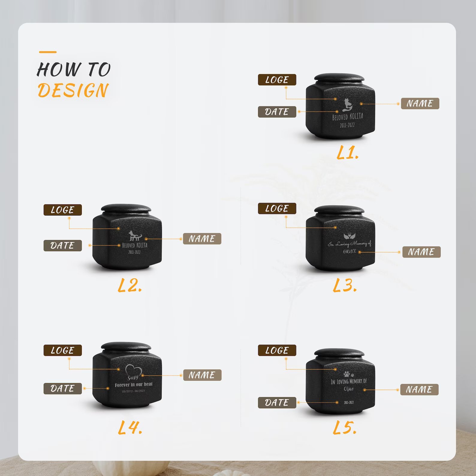 Custom Pet Urn Cat with Name and Date