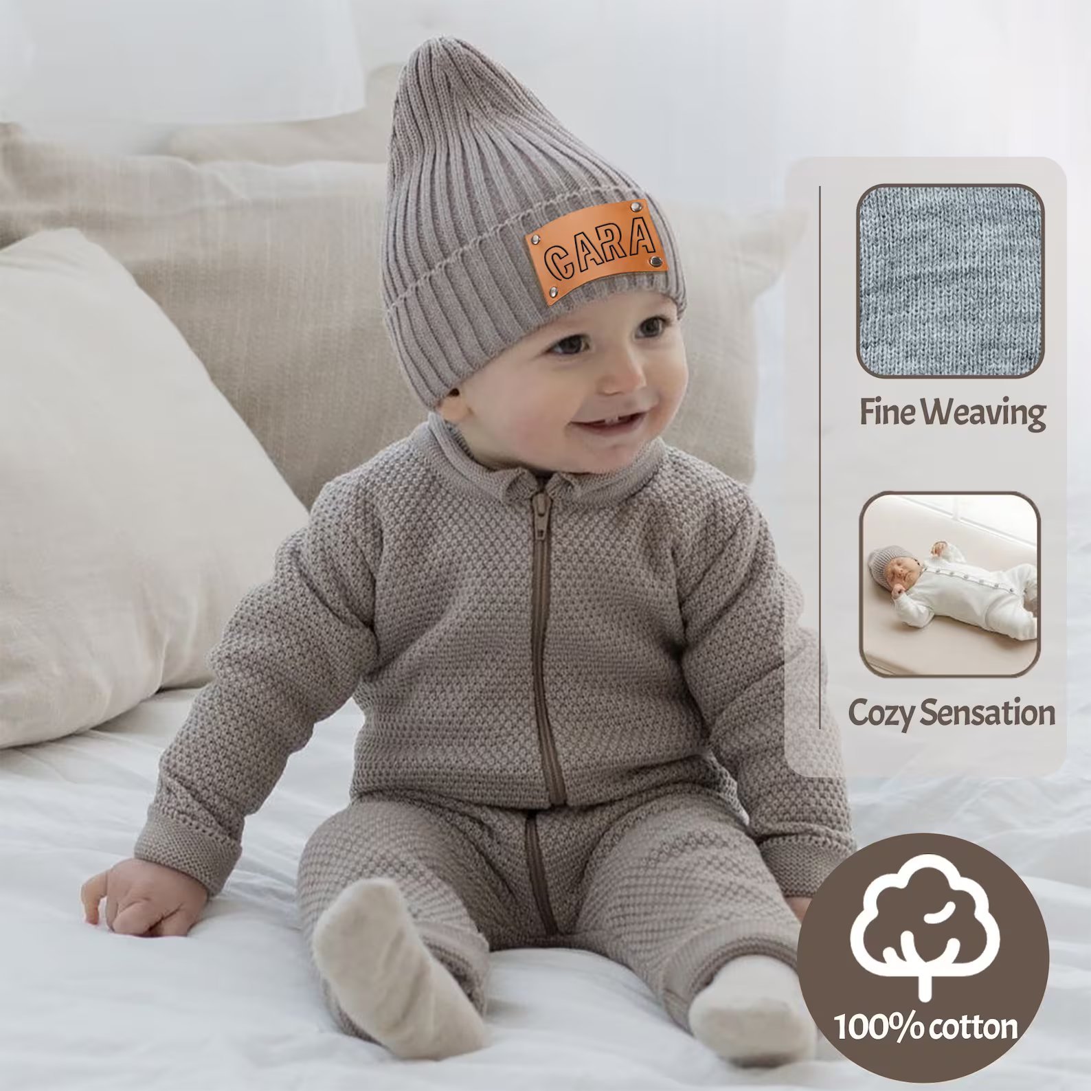 Custom Beanie Newborn Baby with Name