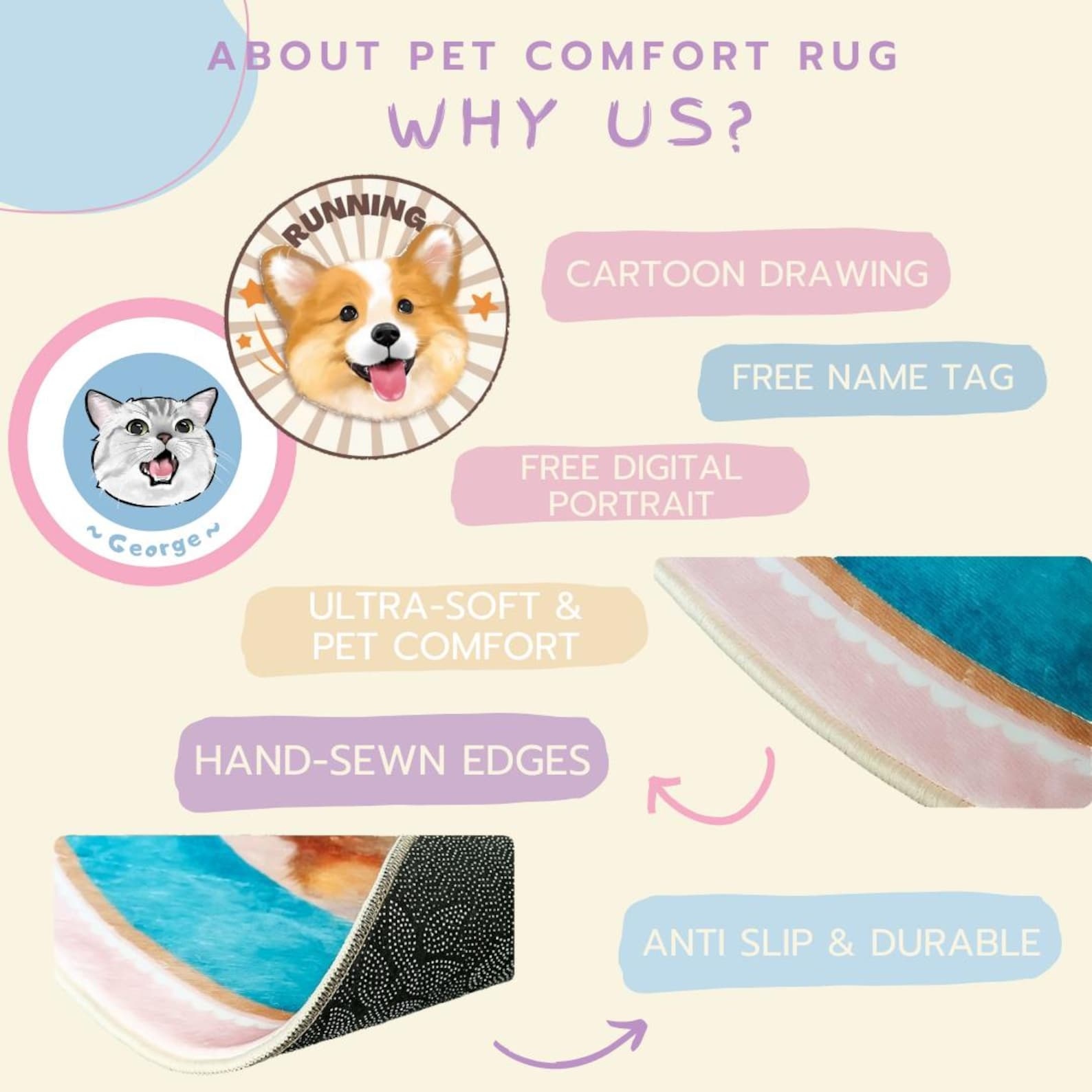 Hand-Drawn Pet Portrait Carpet