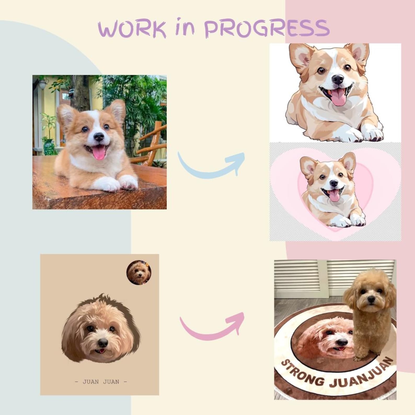 Hand-Drawn Pet Portrait Carpet