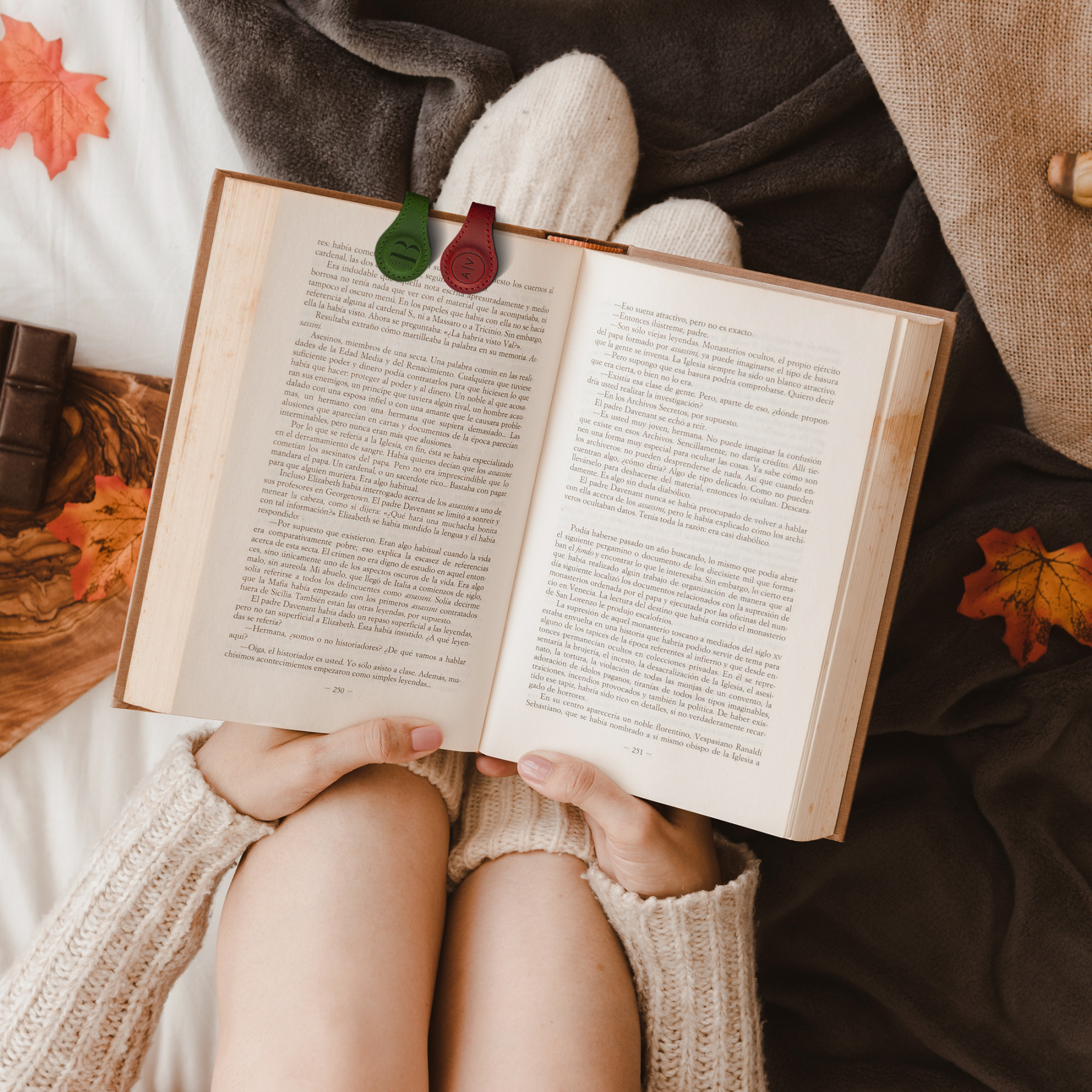 Custom Leather Magnetic Bookmark with Initials