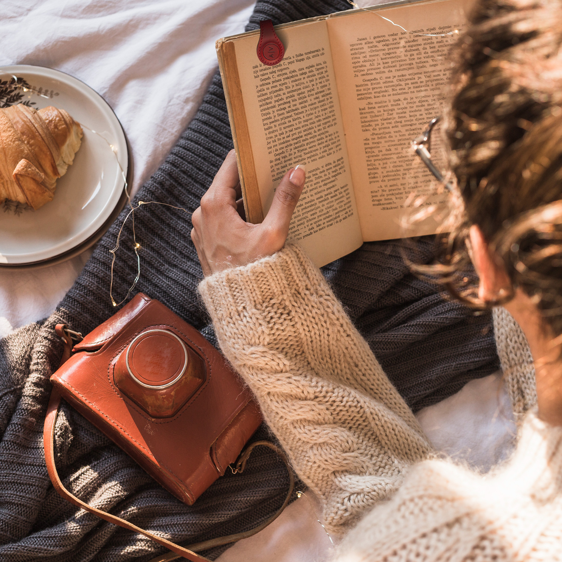 Custom Leather Magnetic Bookmark with Initials