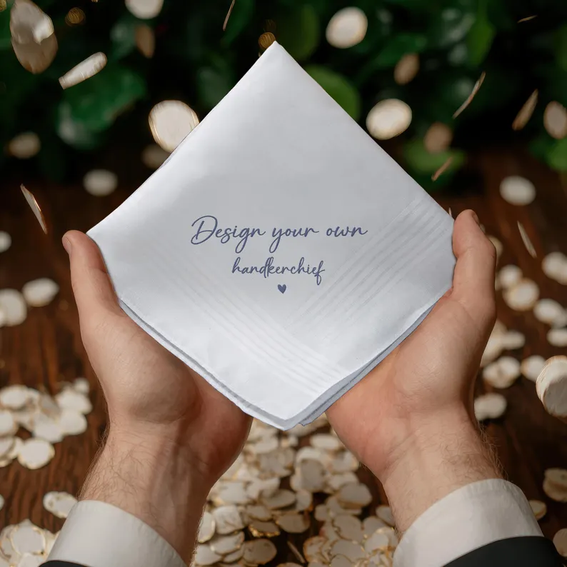 Custom Embroidery Handkerchief Personalized Wedding Hanky For Bride