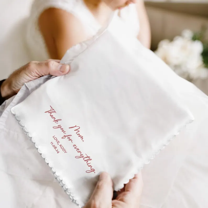 Custom Embroidery Handkerchief Personalized Wedding Hanky For Bride
