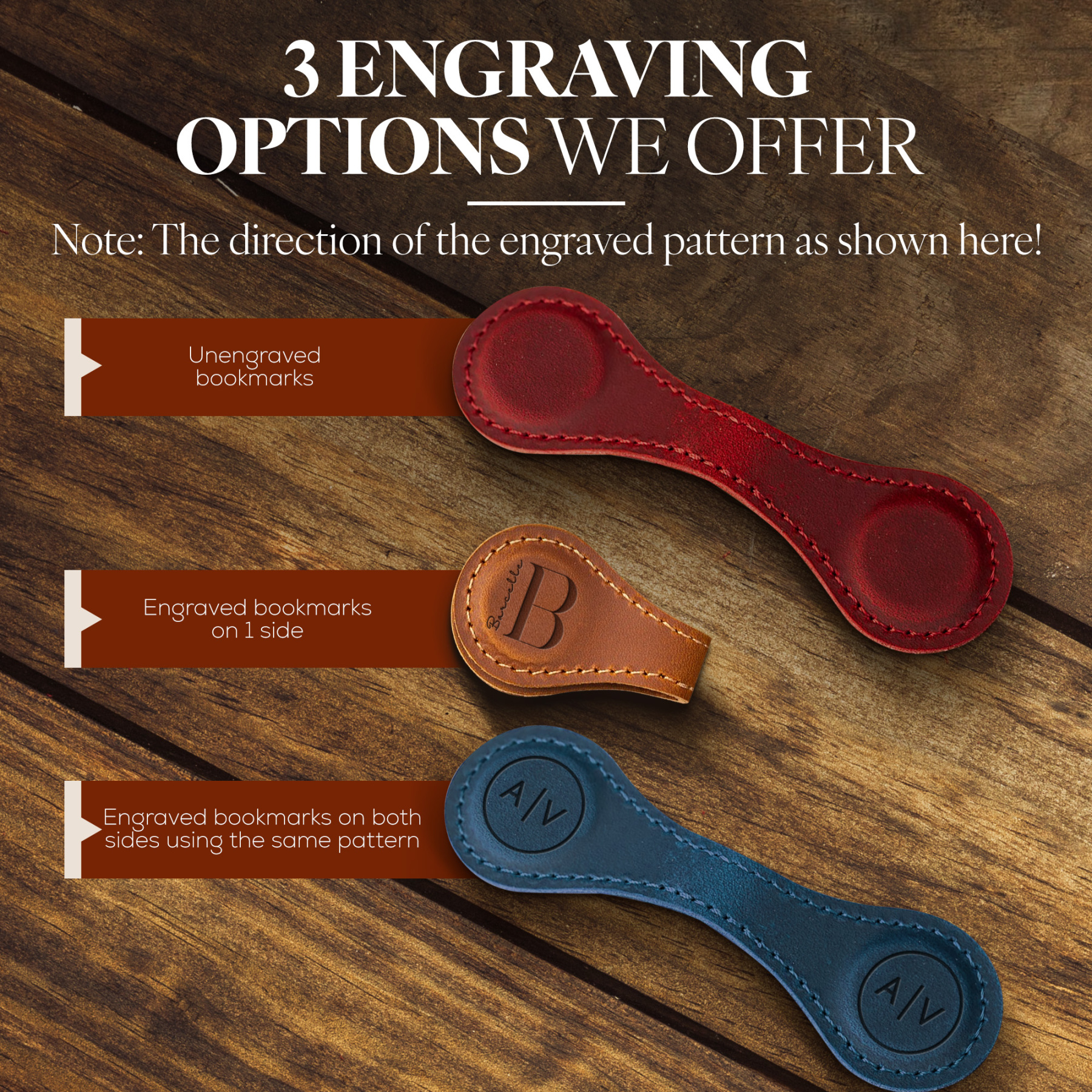 Custom Leather Magnetic Bookmark with Initials